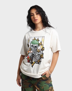 Quick Release Hem Slim Fit Cut Goat Crew Green Skeleton Vintage T-Shirt Off White