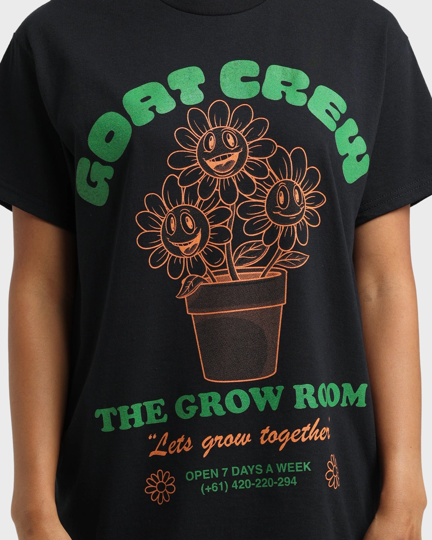Daily Style Trend Goat Crew Grow Room T-Shirt Black