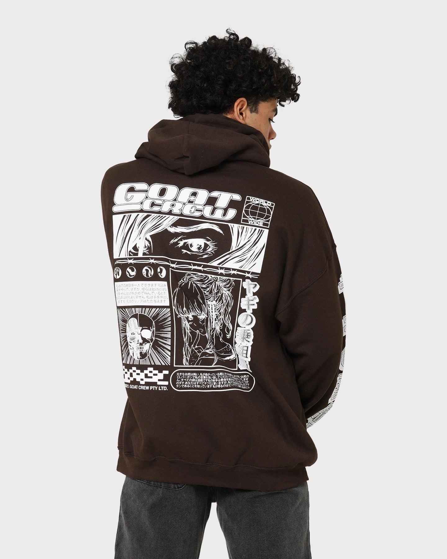 Goat Crew Harajuku Hoodie Brown Chain Regular Fit