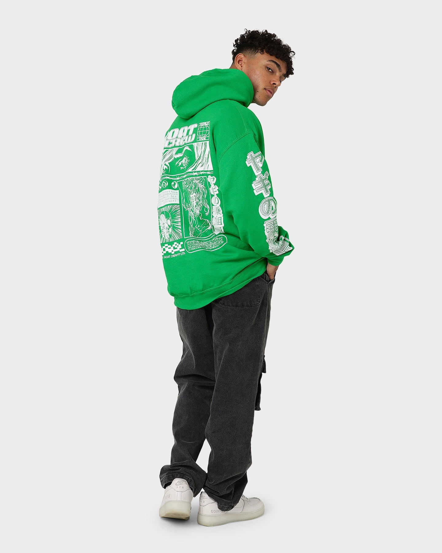 Ergonomic Cut Goat Crew Harajuku Hoodie Green