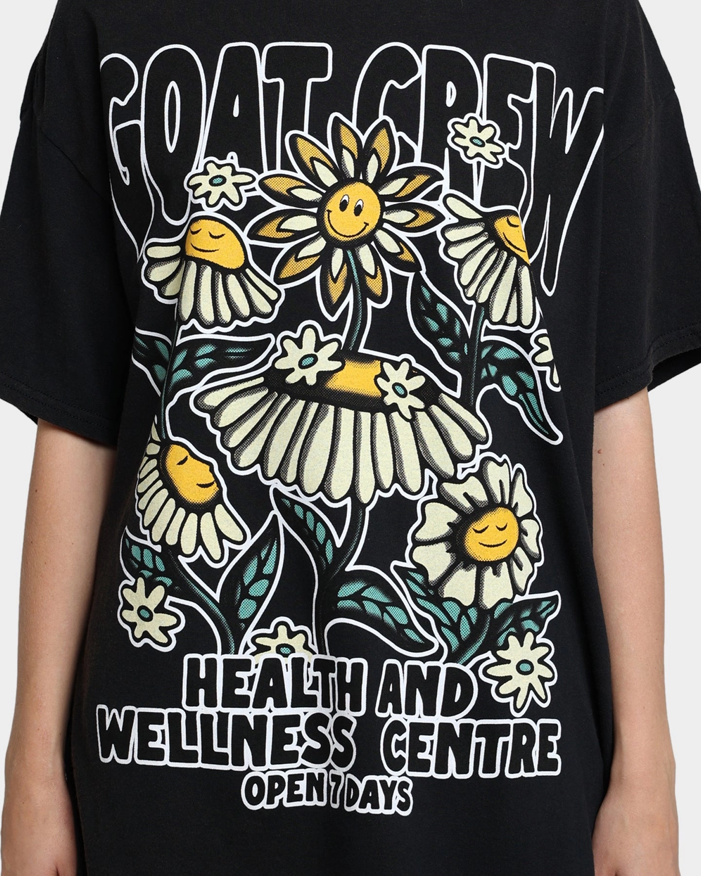 Breathable and Comfortable Goat Crew Heath And Wellness Vintage T-Shirt Black Wash