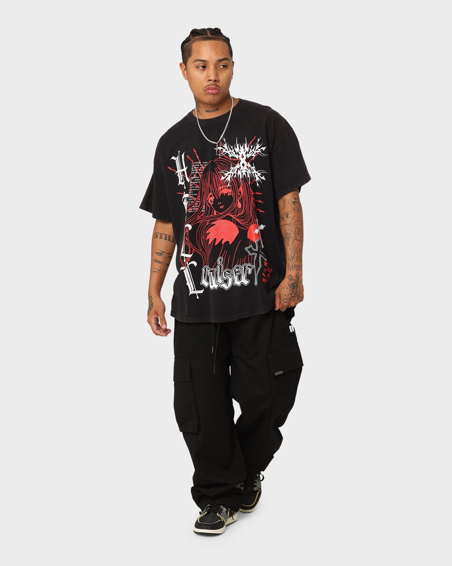 SeamlessSidePanels Layered Look Goat Crew Hell Raiser Vintage T-Shirt Black Wash