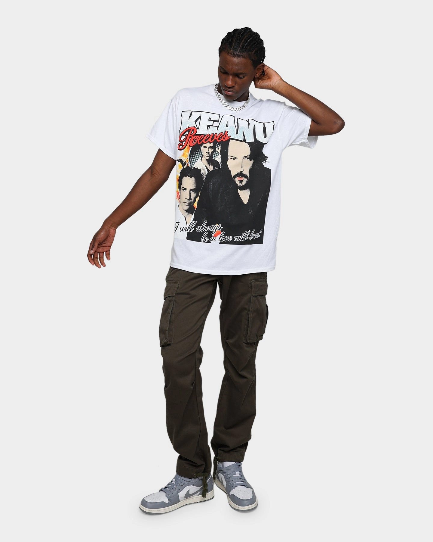 Weekend Outfit comfortable option Goat Crew Keanu Lover Vintage T-Shirt White