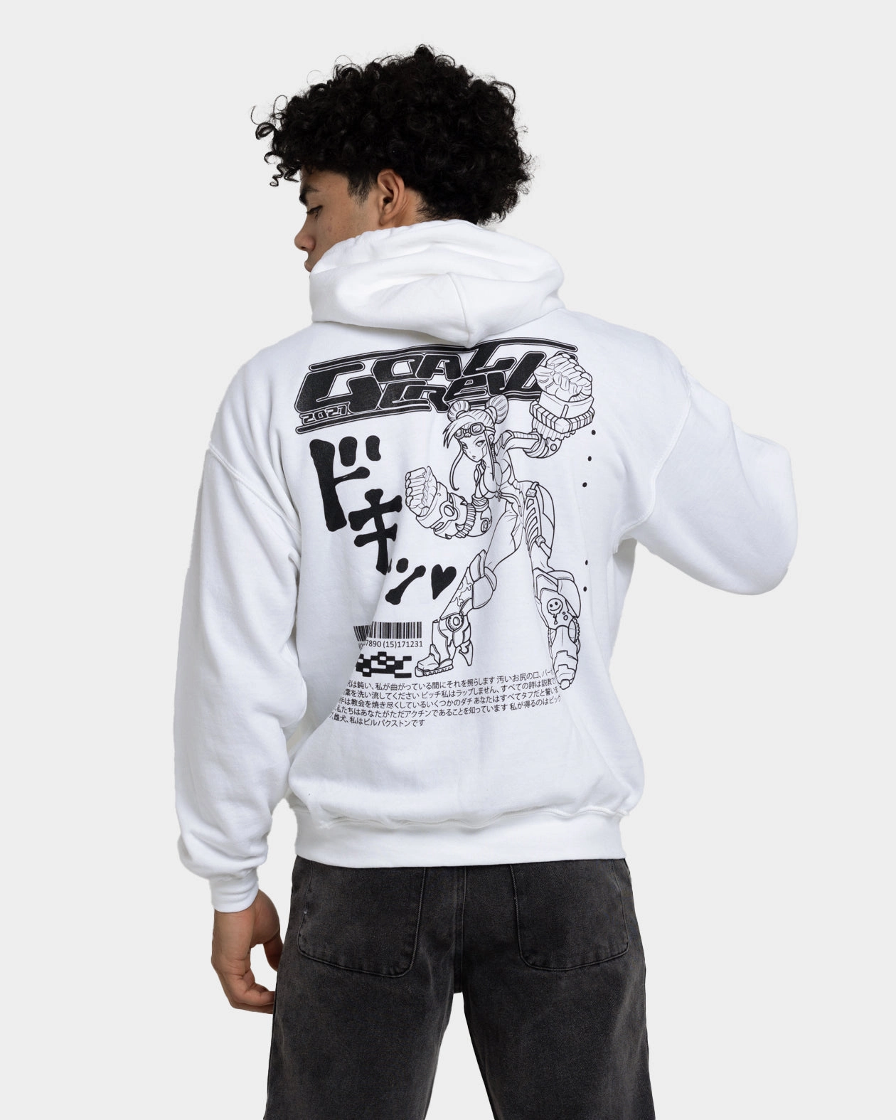 Soft Texture Neutral Goat Crew Kyoto Hoodie White
