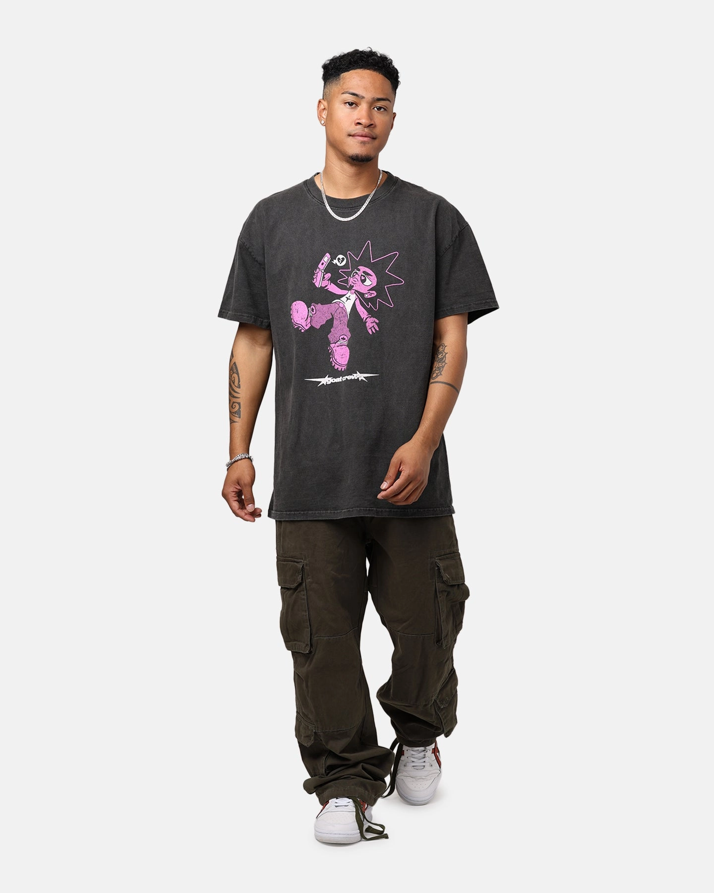 Comfy Fit Layer Goat Crew Love Kills Heavyweight T-Shirt Black Wash