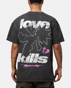 Minimalist Apparel Anti Pilling Finish Goat Crew Love Kills Heavyweight T-Shirt Black Wash