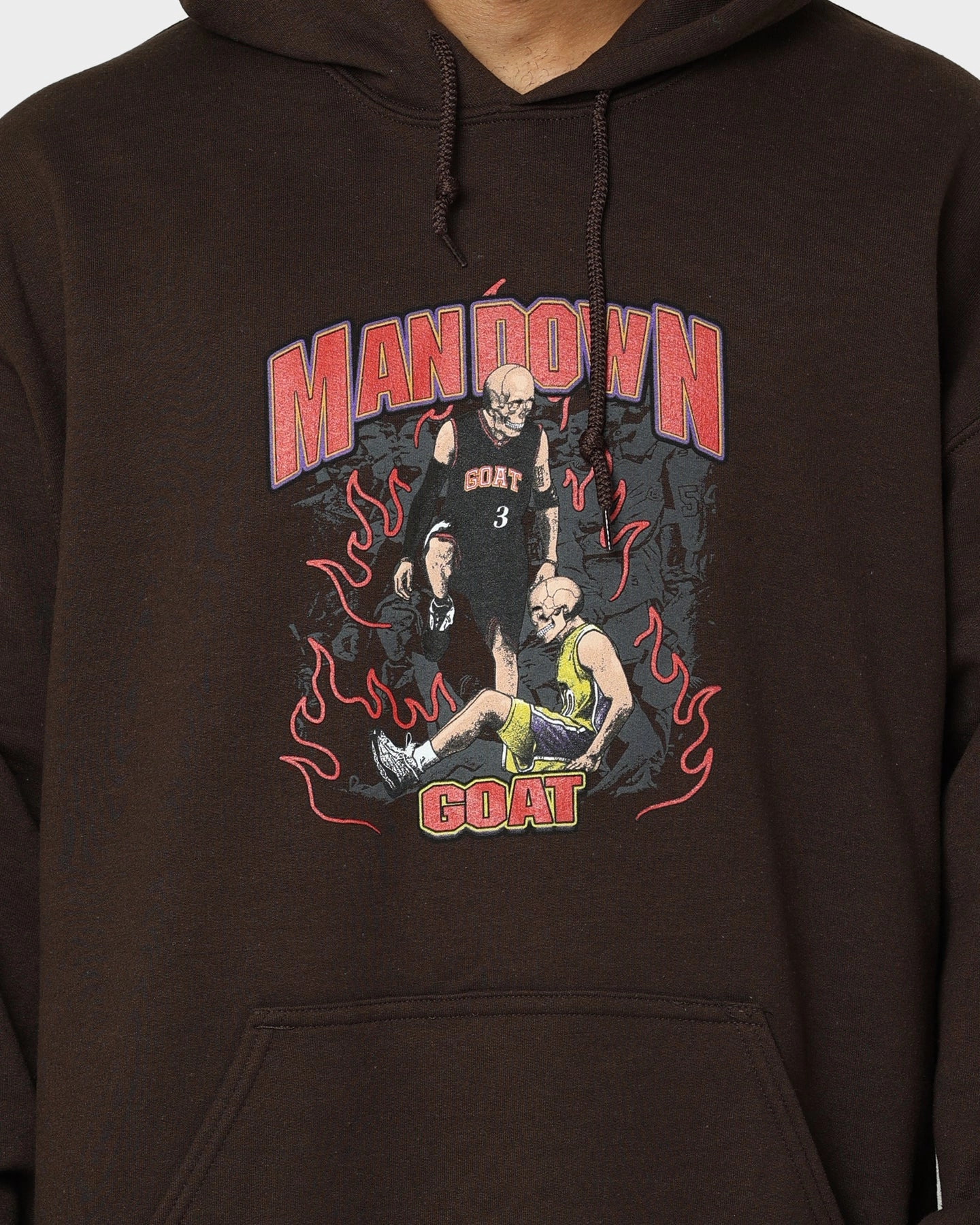 QuickDry Textile Goat Crew Man Down Hoodie Brown