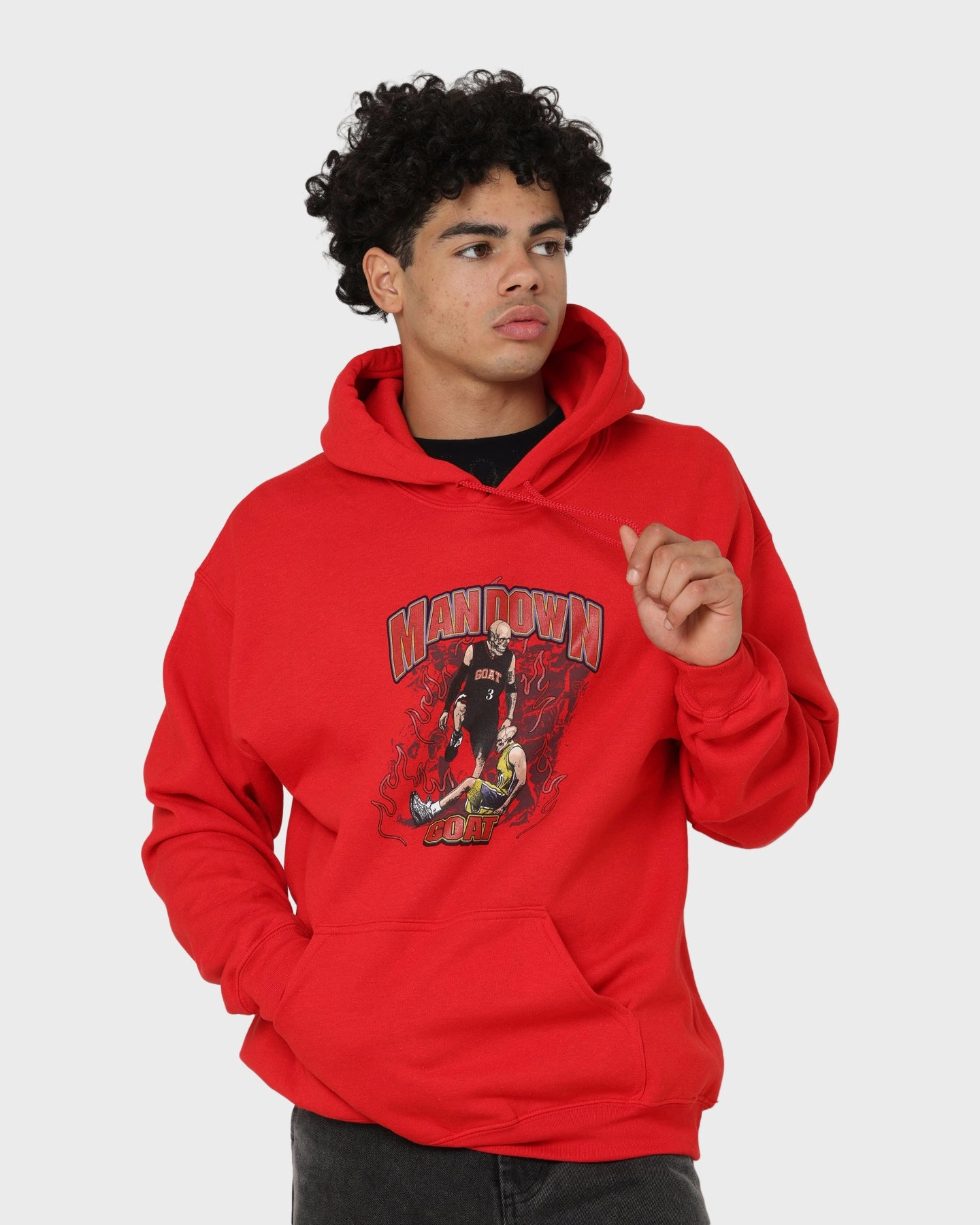 Goat Crew Man Down Hoodie Red High Stretch Fabric
