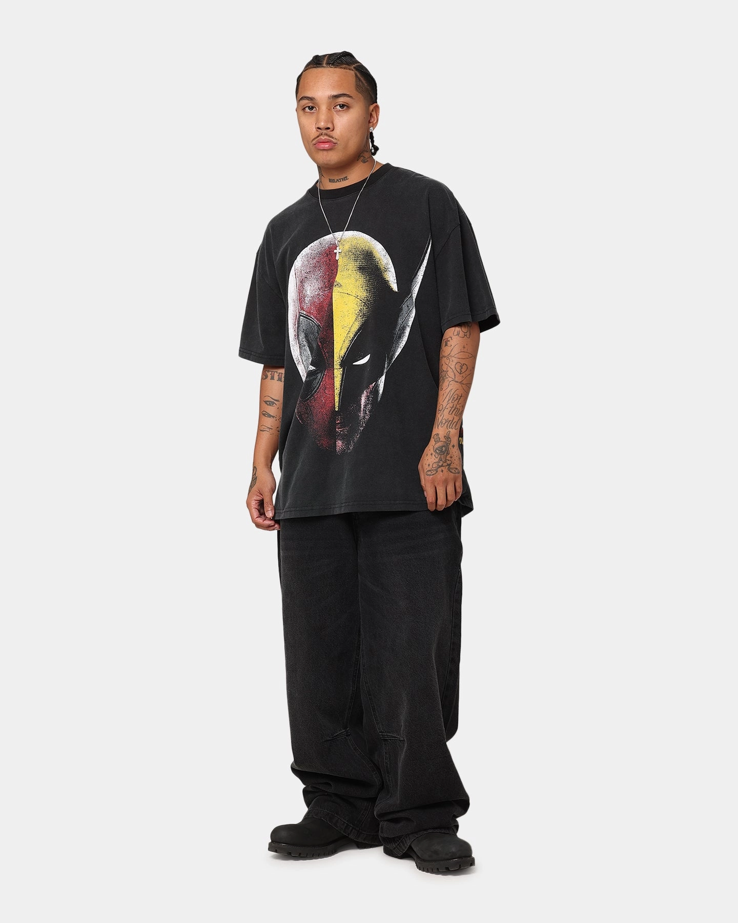 Cozy Vibe Wear Cozy Feel Goat Crew Marvel Deadpool and Wolverine Heavy T-Shirt Vintage Black