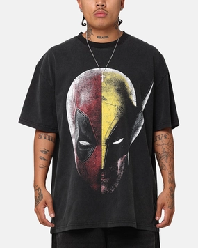 Goat Crew Marvel Deadpool and Wolverine Heavy T-Shirt Vintage Black Outdoor Leisure windproof