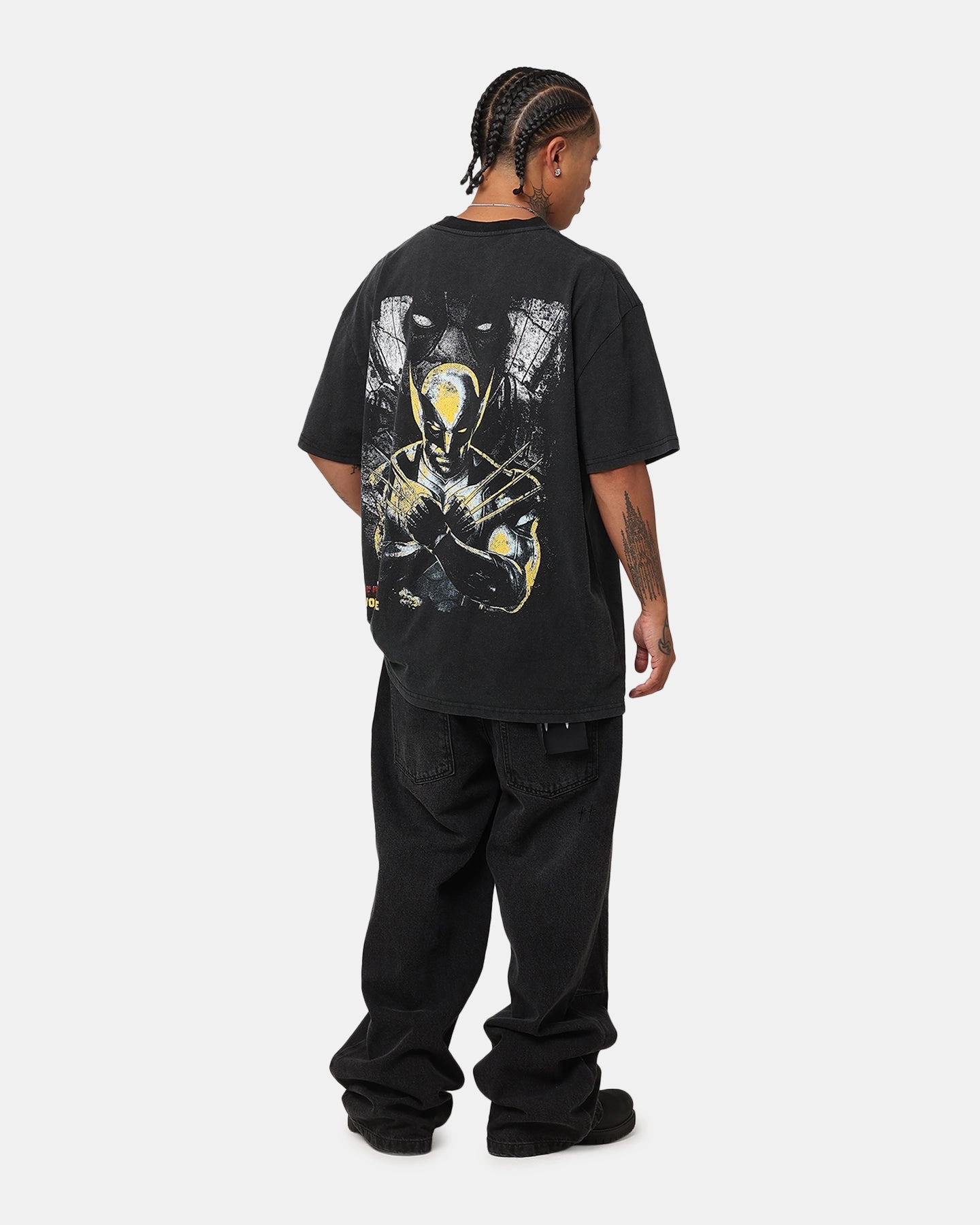 Chafe Free Armhole Goat Crew Marvel Deadpool and Wolverine Heavy T-Shirt Vintage Black