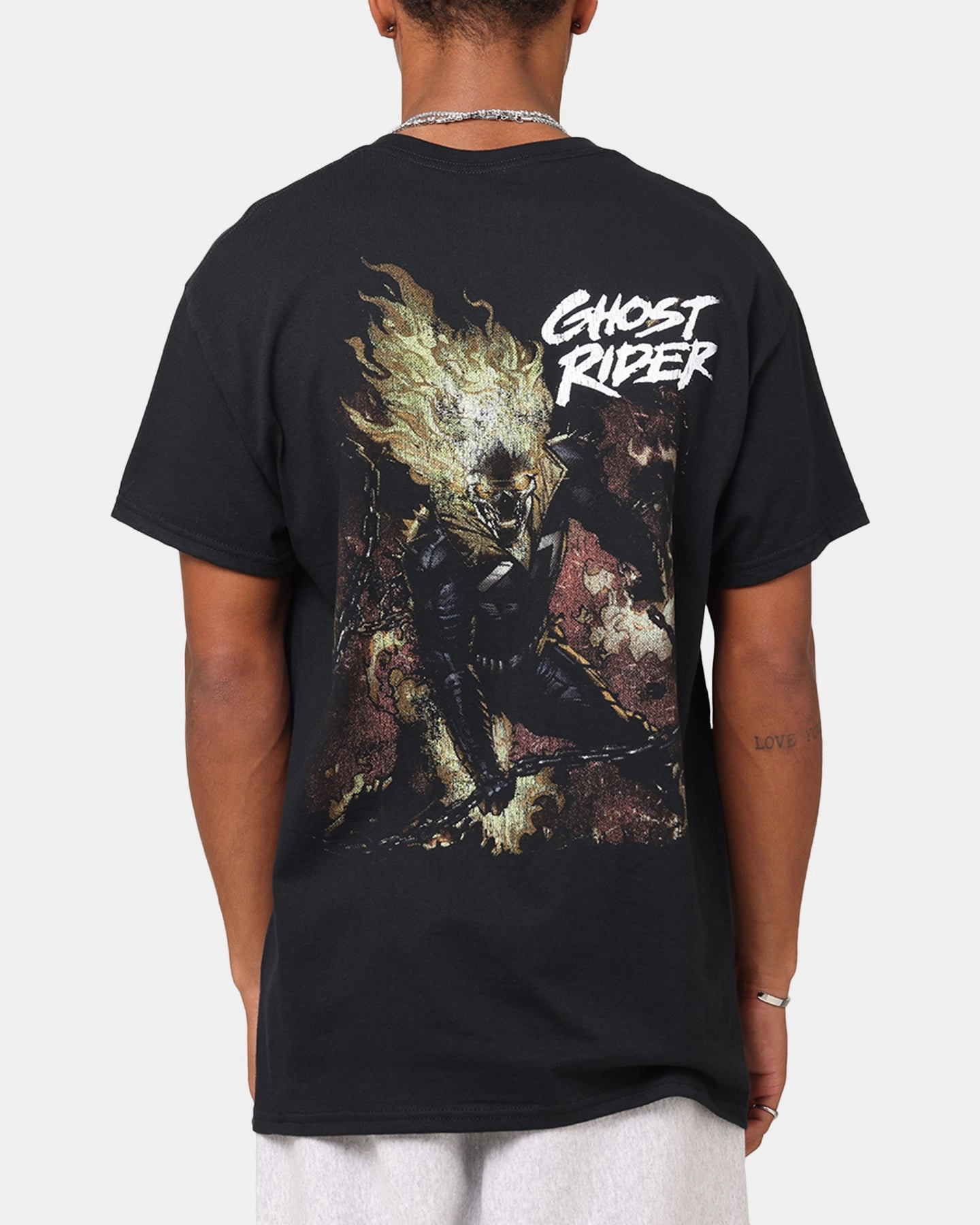 Yoga class Goat Crew Marvel Ghost Rider Fire T-Shirt Black