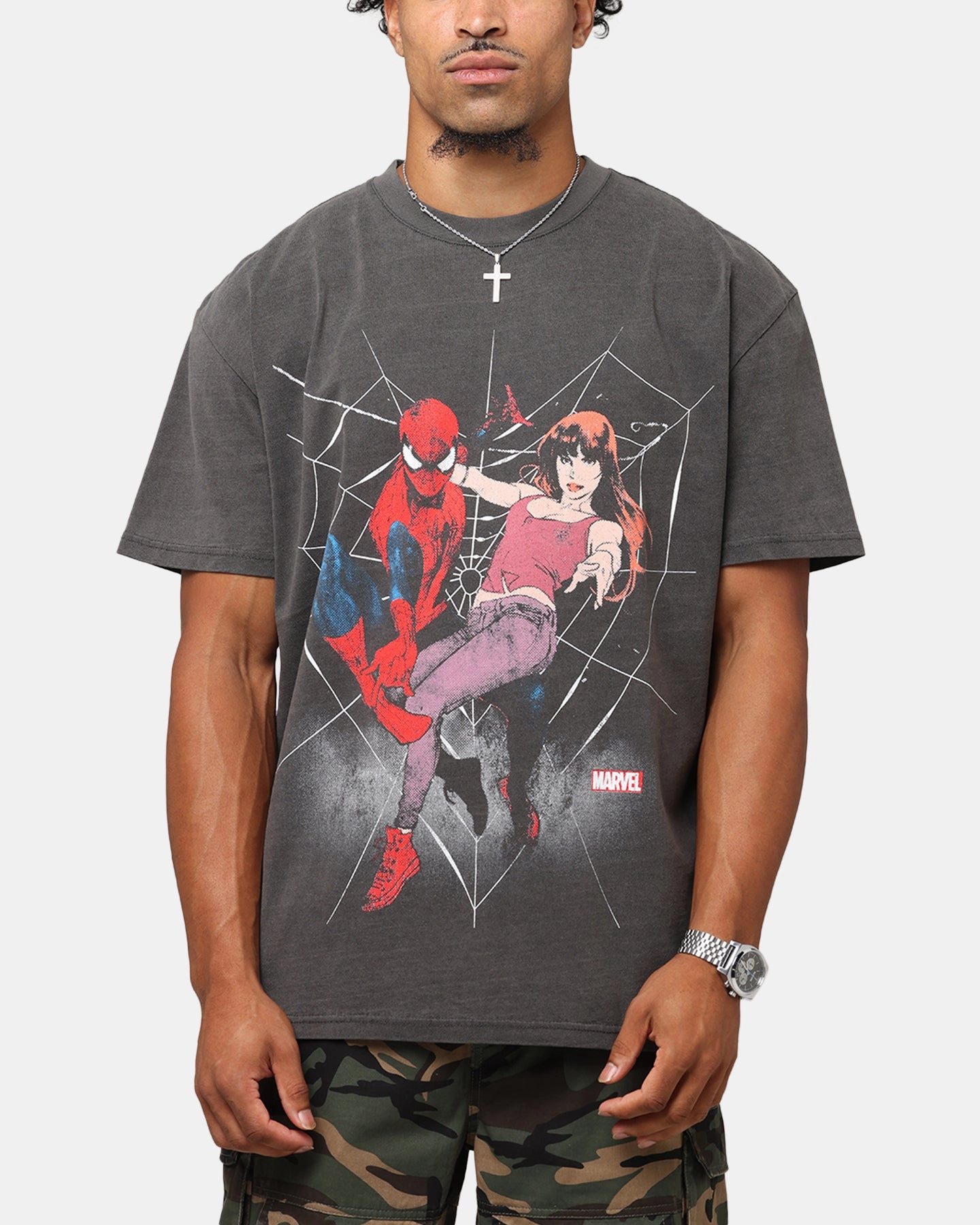 Casual Style Wear Low Impact Manufacturing Goat Crew Marvel??s Spider-Man Peter Parker & MJ Heavyweight T-Shirt Black Wash