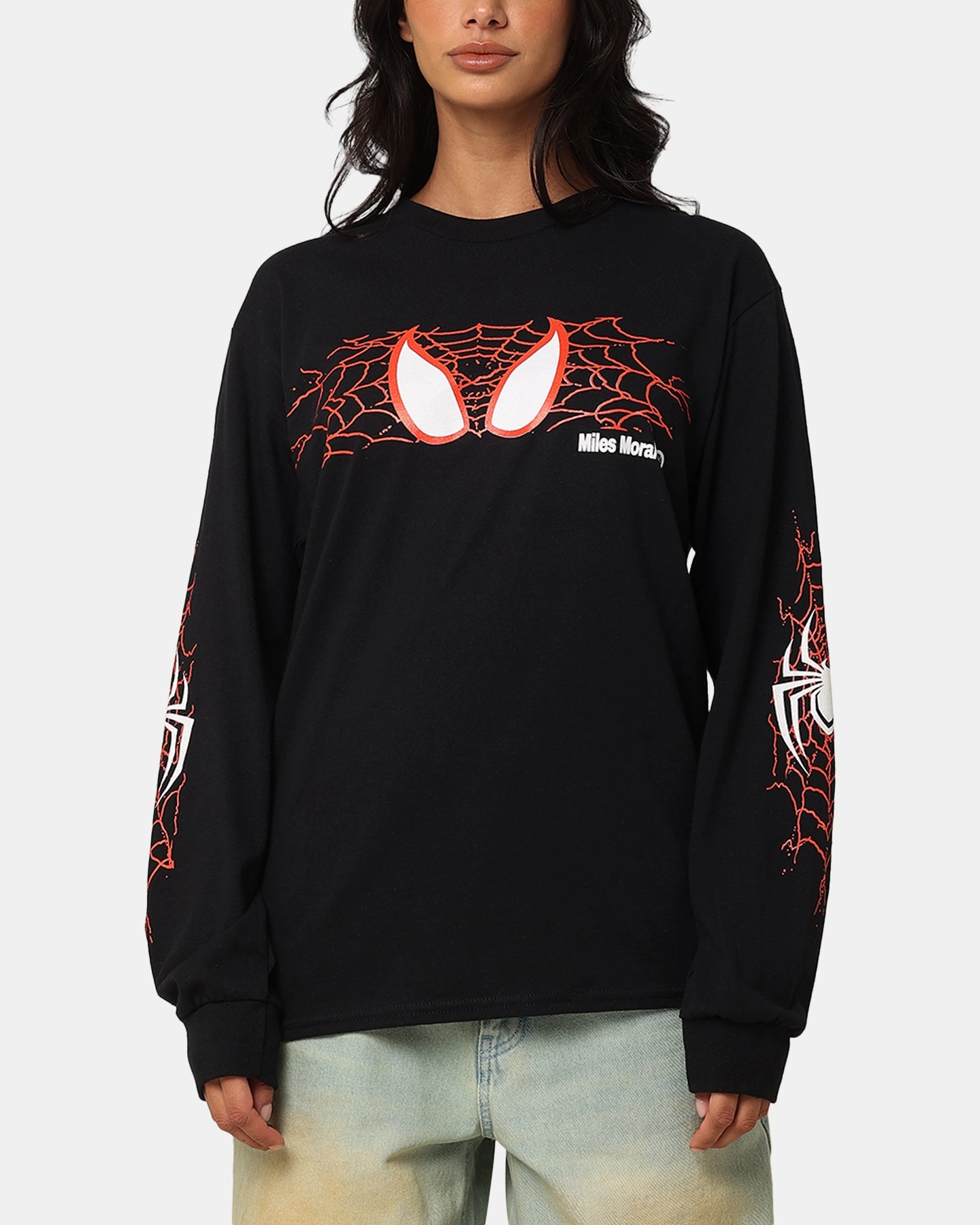 Goat Crew Marvel Spider-Man Y2K Miles Long Sleeve T-Shirt Black Sporty Design Best Seller