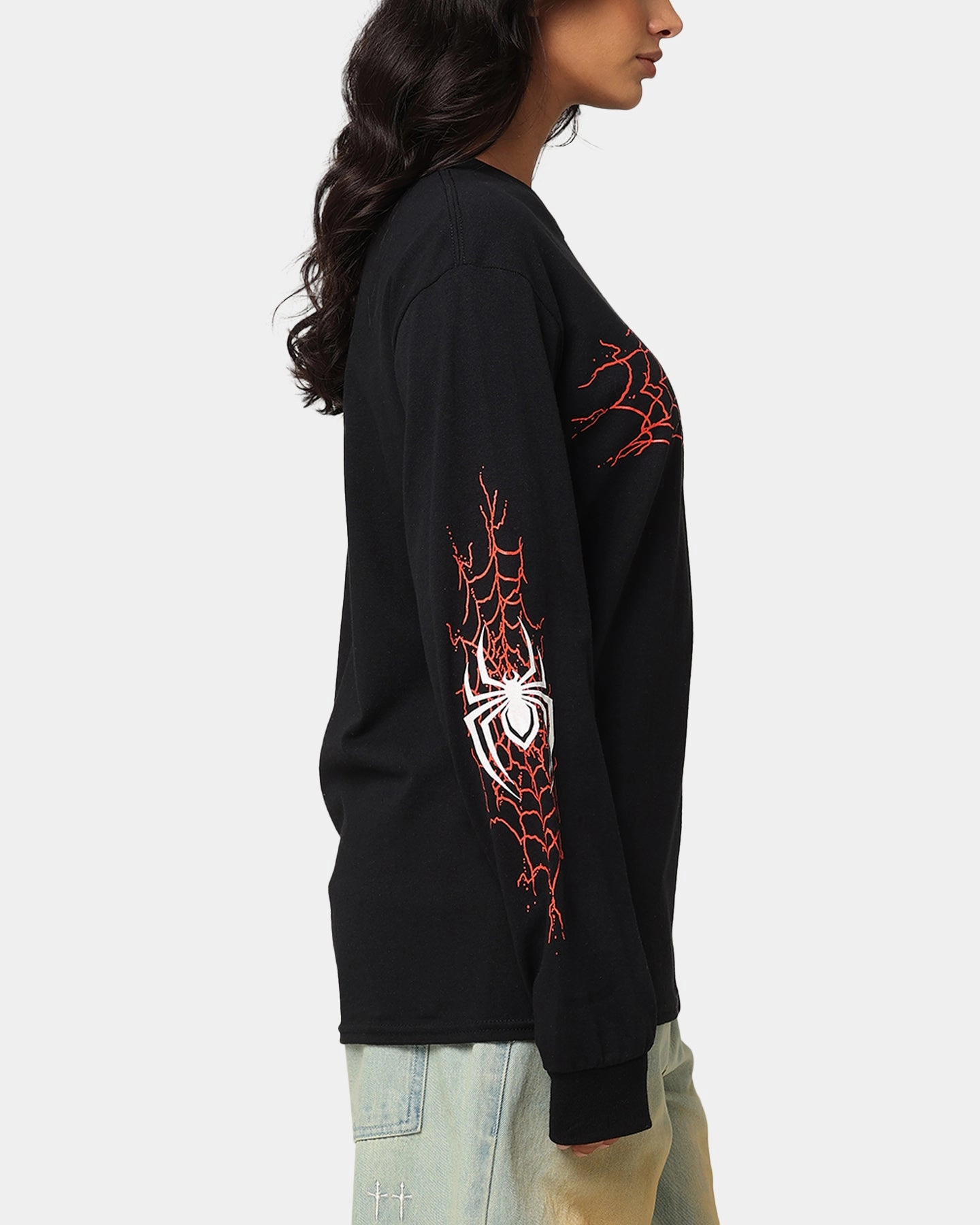 Goat Crew Marvel Spider-Man Y2K Miles Long Sleeve T-Shirt Black EcoFriendlyDyes