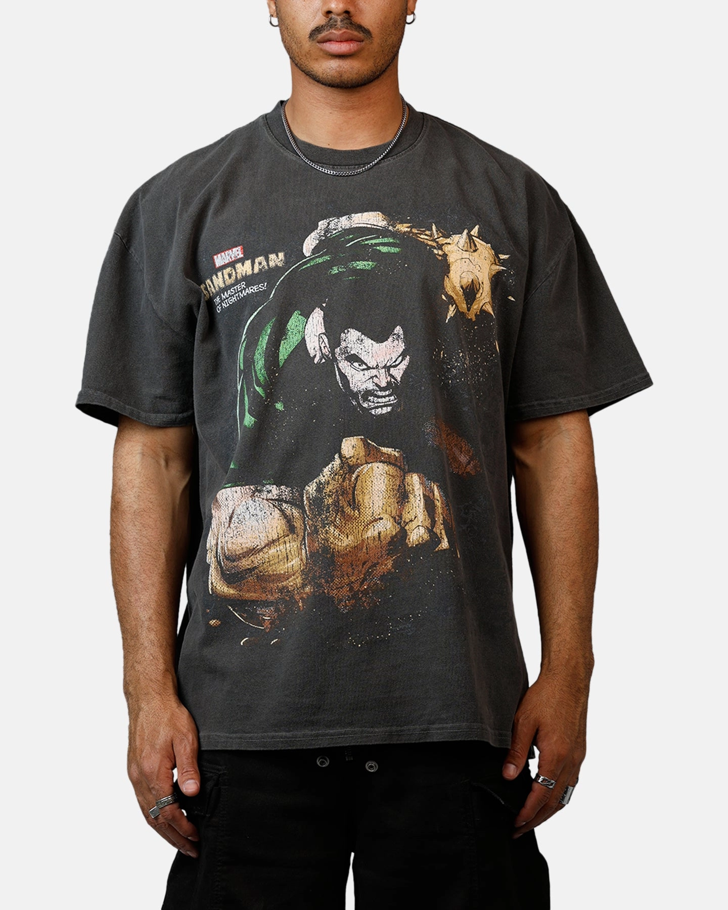 Goat Crew Marvel Villians Sandman Heavy T-Shirt Black Wash Chic Dimensional Stability Weave