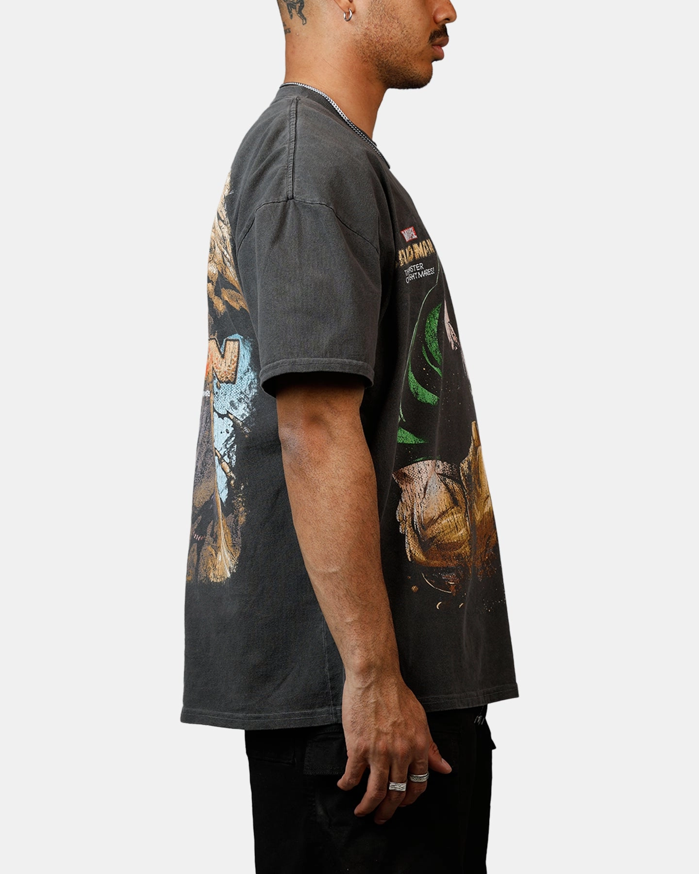 UV protected elastic waistband Goat Crew Marvel Villians Sandman Heavy T-Shirt Black Wash