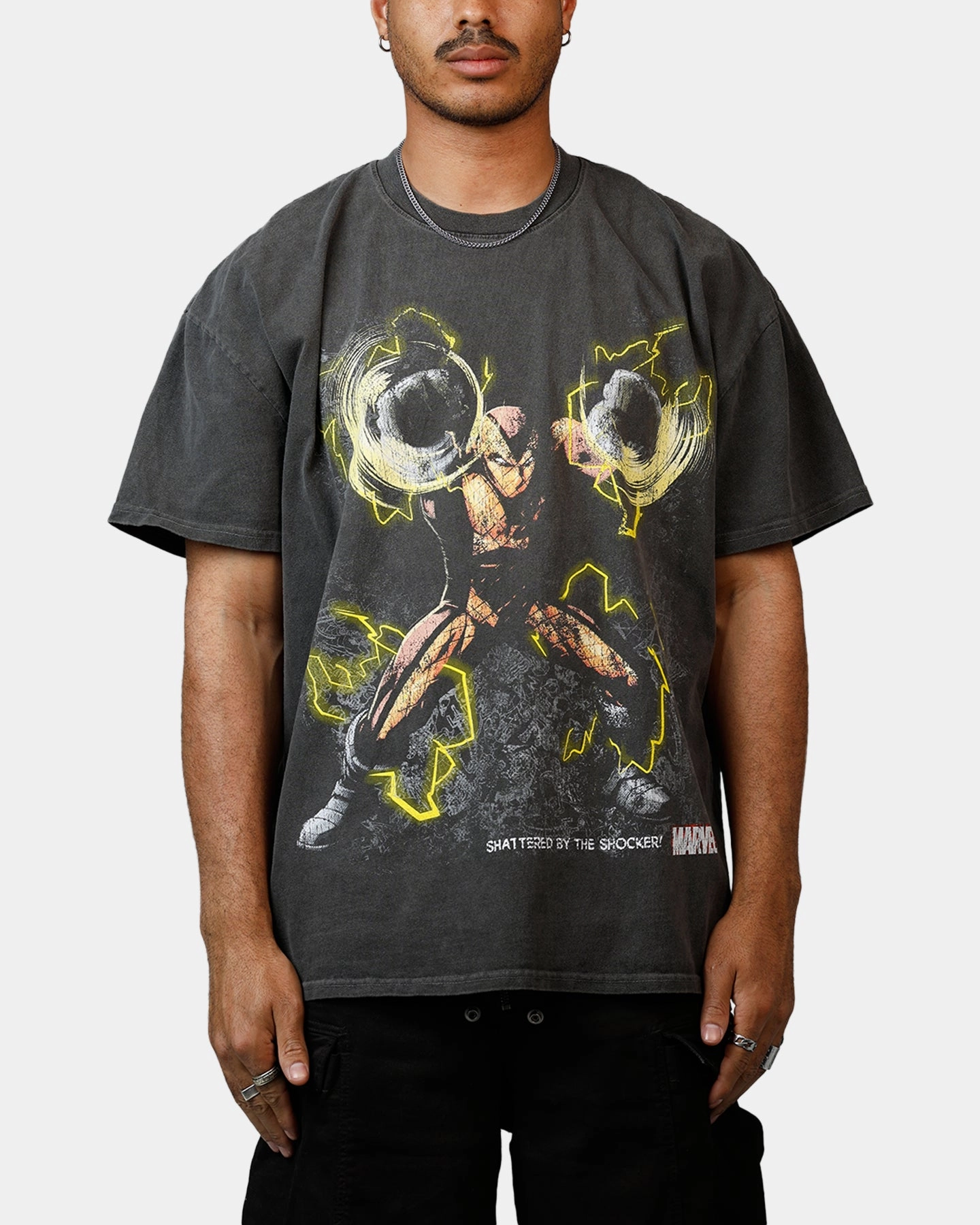 Goat Crew Marvel Villians Shocker Heavy T-Shirt Black Wash Daily Trend Look Comfy Design