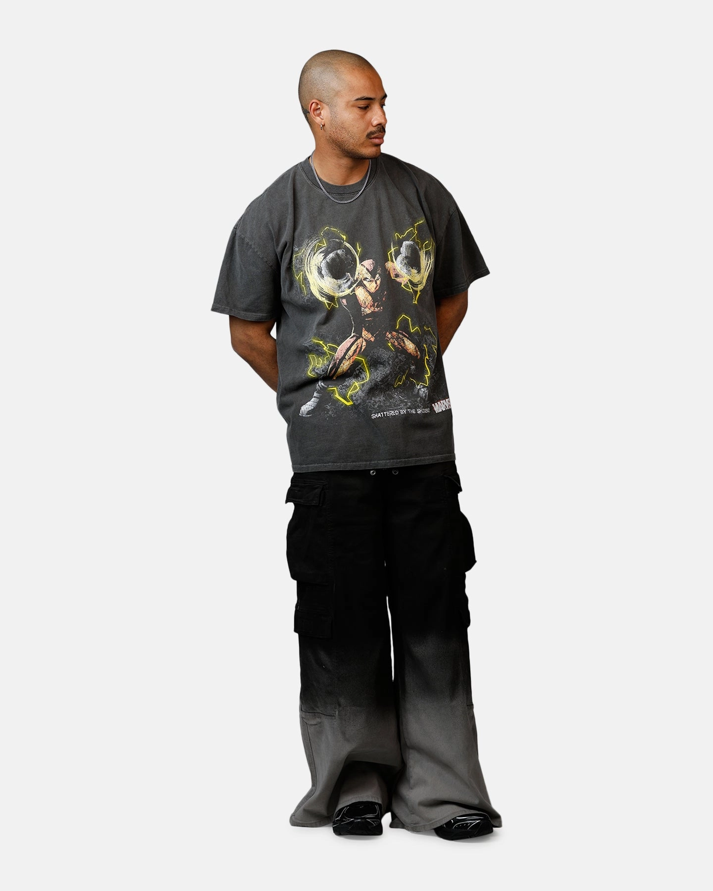 Goat Crew Marvel Villians Shocker Heavy T-Shirt Black Wash Ultra Soft Texture Tear Resistant