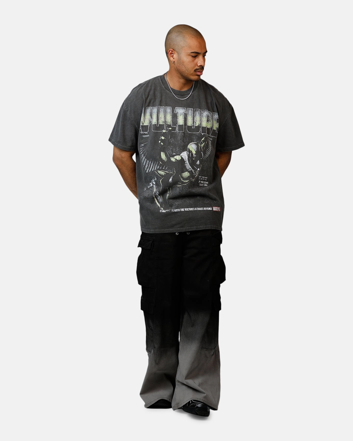 Fresh Outfit Goat Crew Marvel Villians Vulture Heavy T-Shirt Black Wash