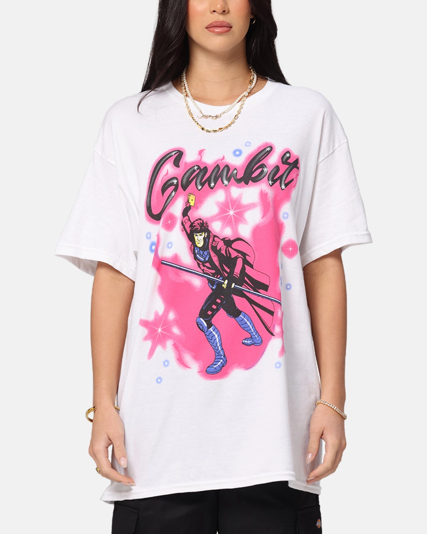 Goat Crew Marvel X-Men Gambit Airbrush T-Shirt White Formal Elegance stain resistant coating