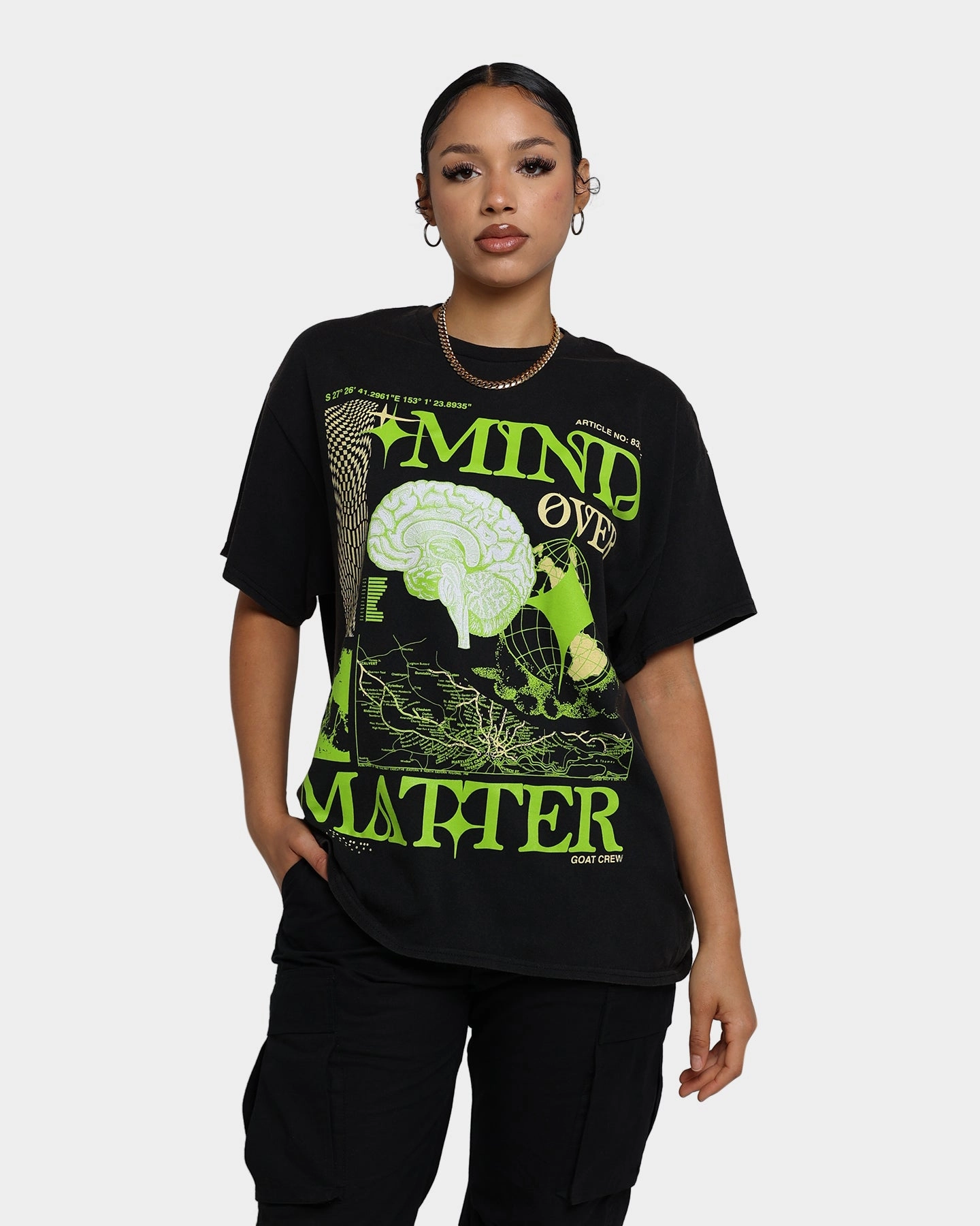 Street Comfort Style Goat Crew Mind Matter Vintage T-Shirt Washed Black