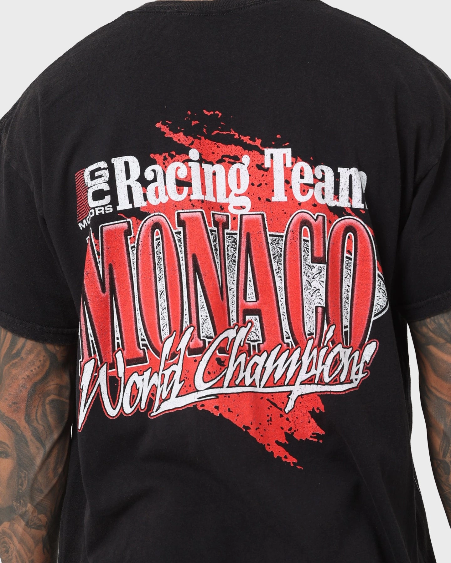 Summer Comfort Sporty Top Goat Crew Monaco Racing Vintage T-Shirt Black Wash