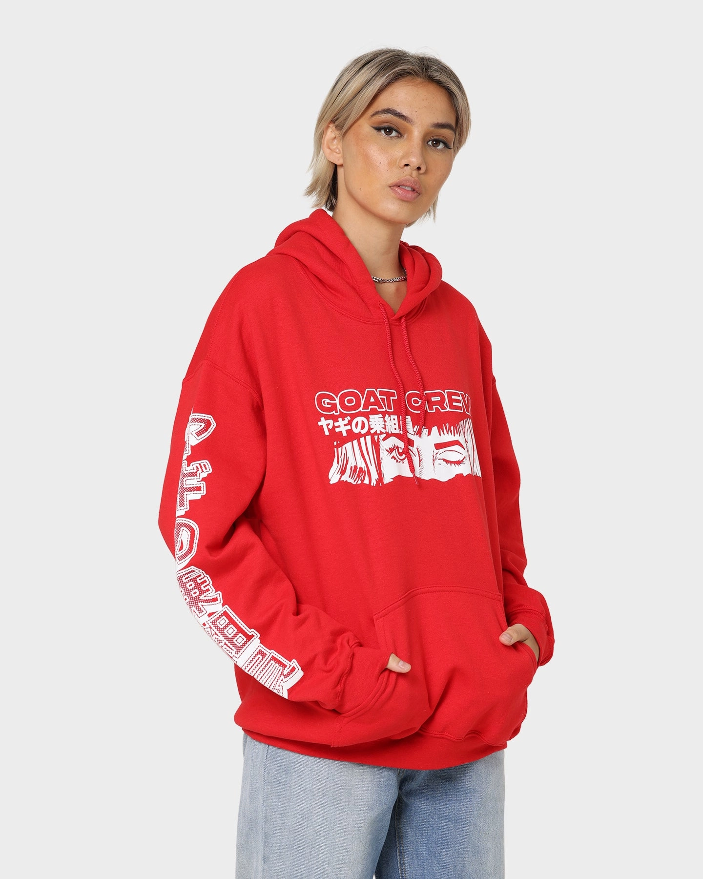Lightweight Padding Goat Crew Niseko Hoodie Red