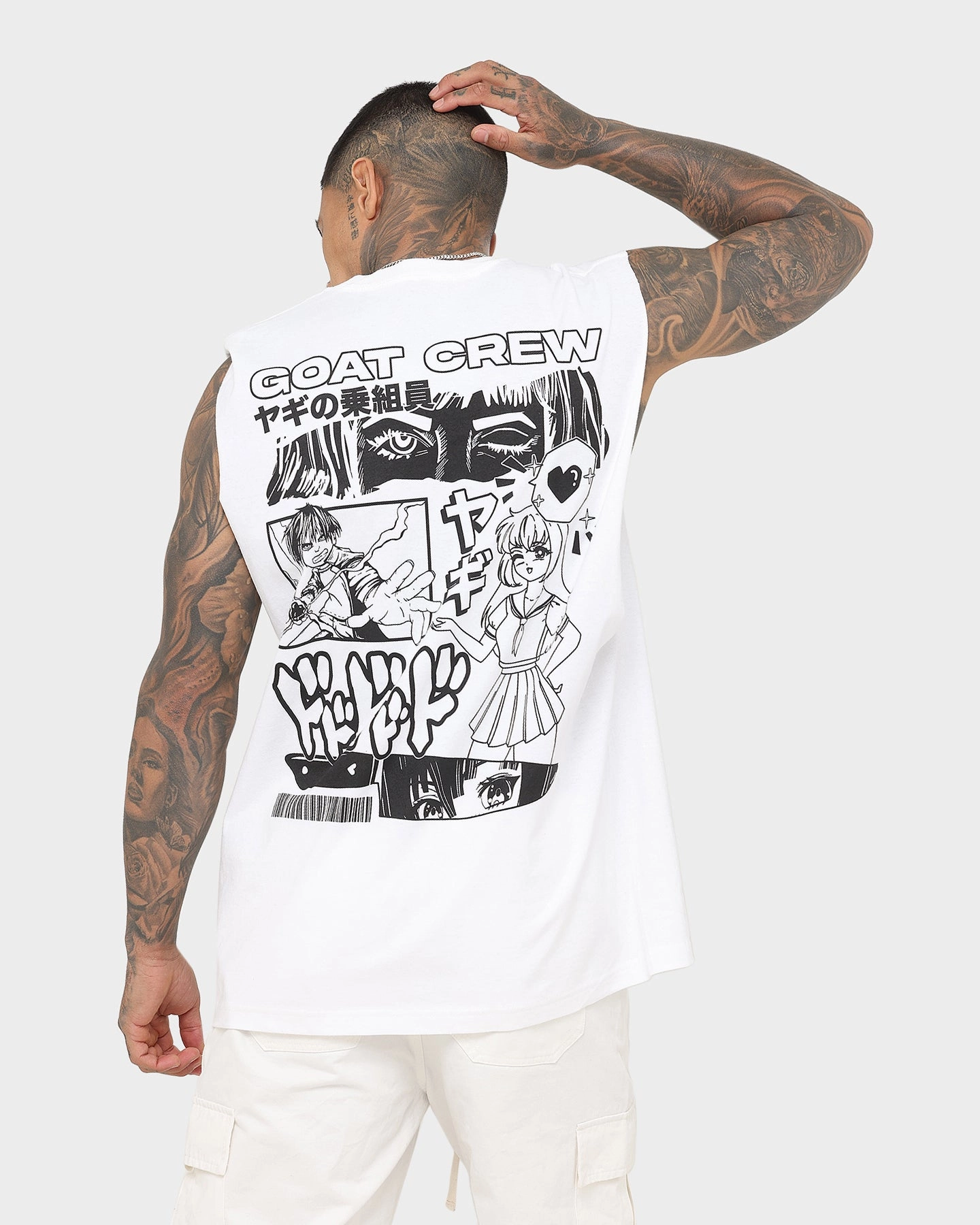 Goat Crew Niseko Muscle T-Shirt White oversized but not shapeless Sporty Style