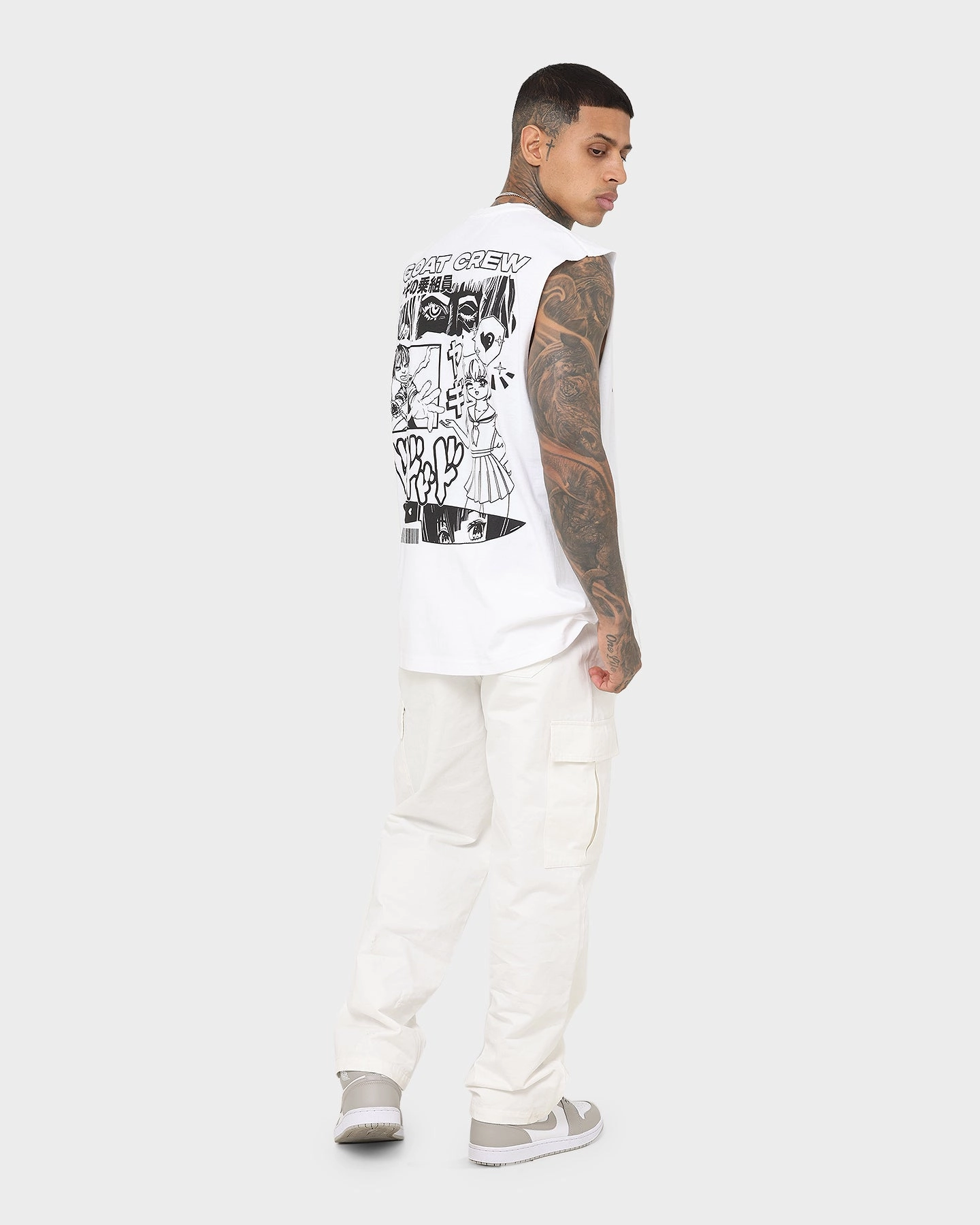 Beaded details Goat Crew Niseko Muscle T-Shirt White