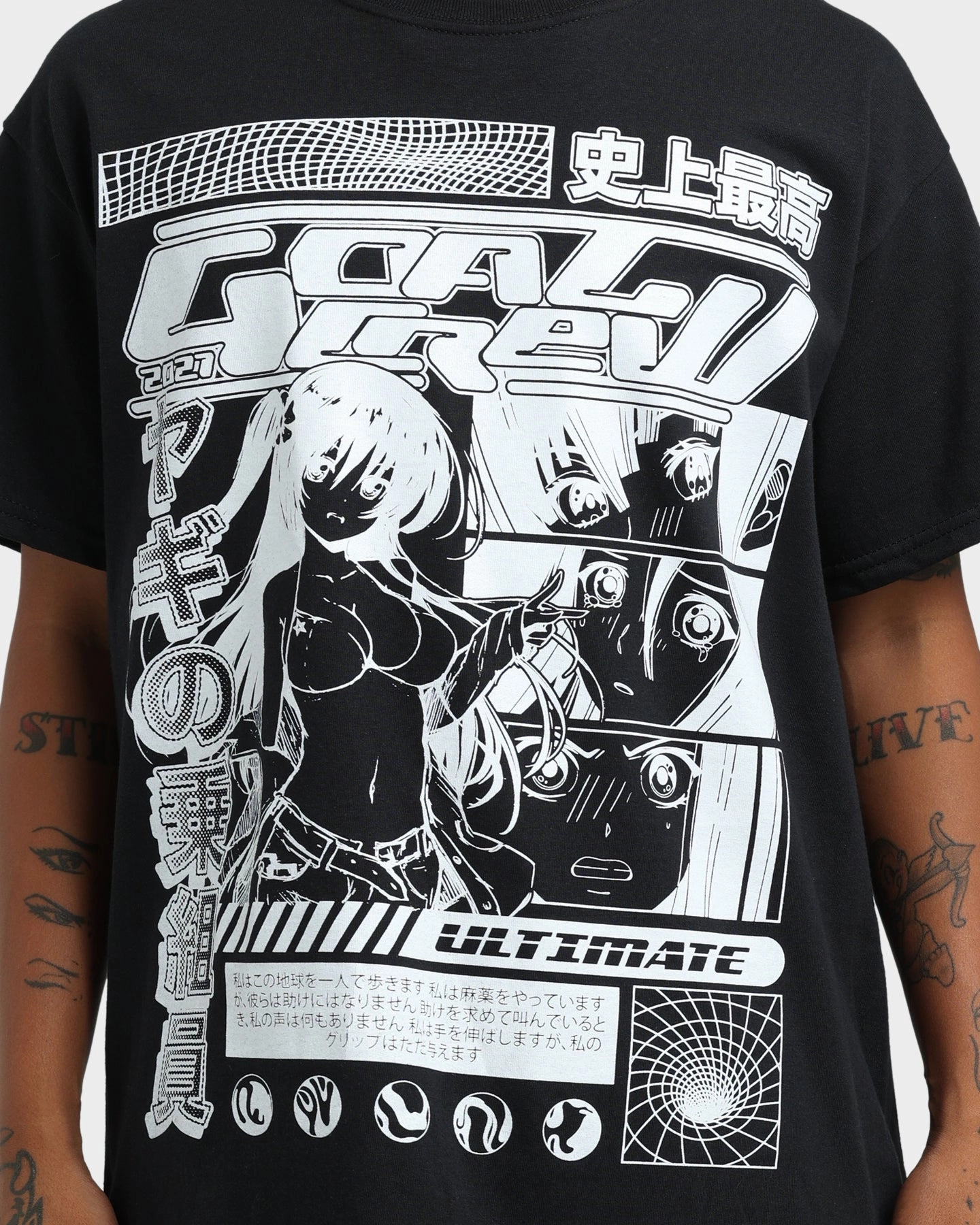 Goat Crew Original Anime Vintage T-Shirt Off Black Daily Style Trend