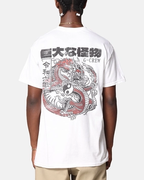 Relaxed Fit Tagless Design Goat Crew Osaka Dragon T-Shirt White