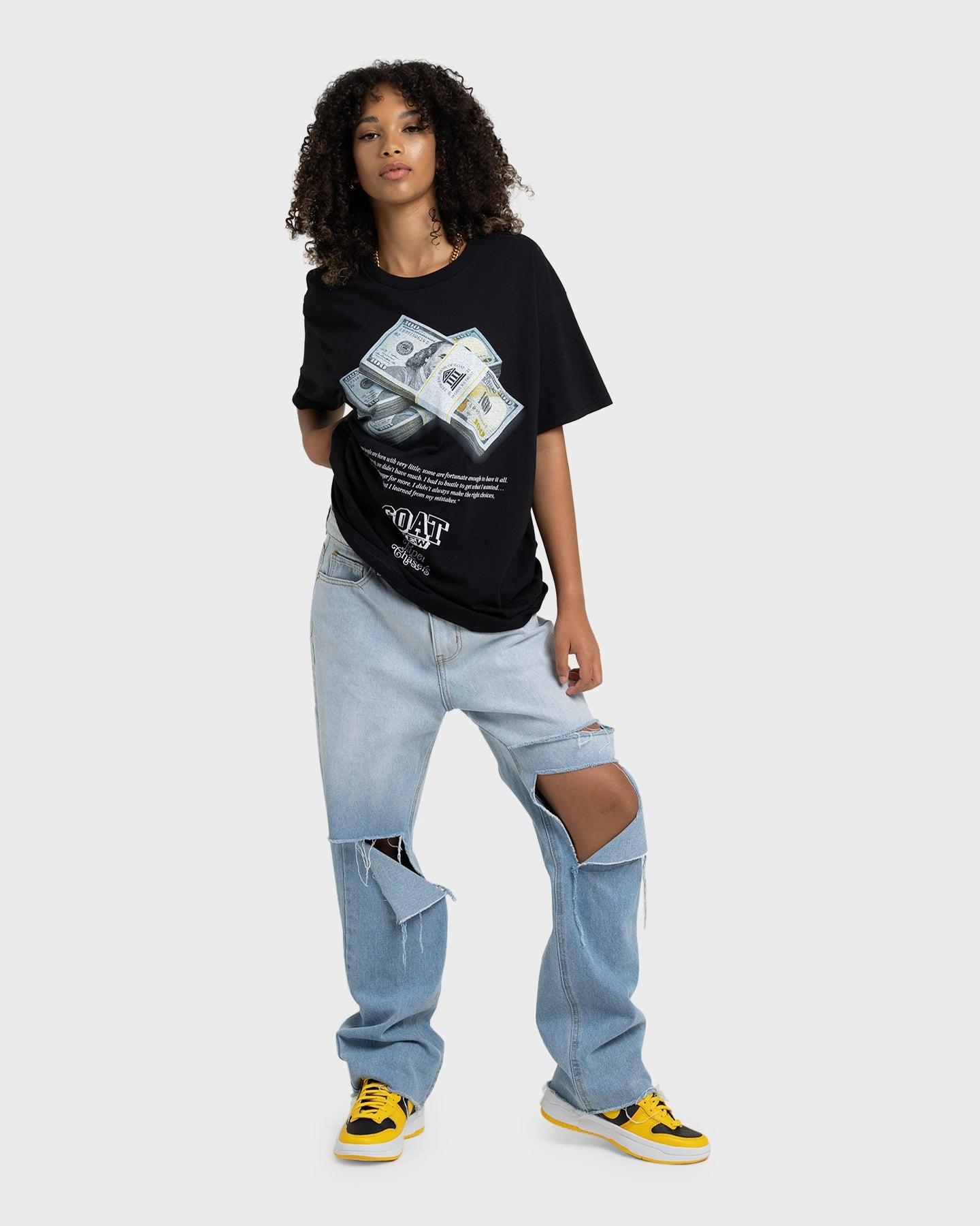 futuristic Active Layering Goat Crew Paper Chasers T-Shirt Black