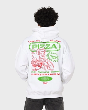 Goat Crew Pizza Shop Hoodie White Non Chafing Edges Convertible Design