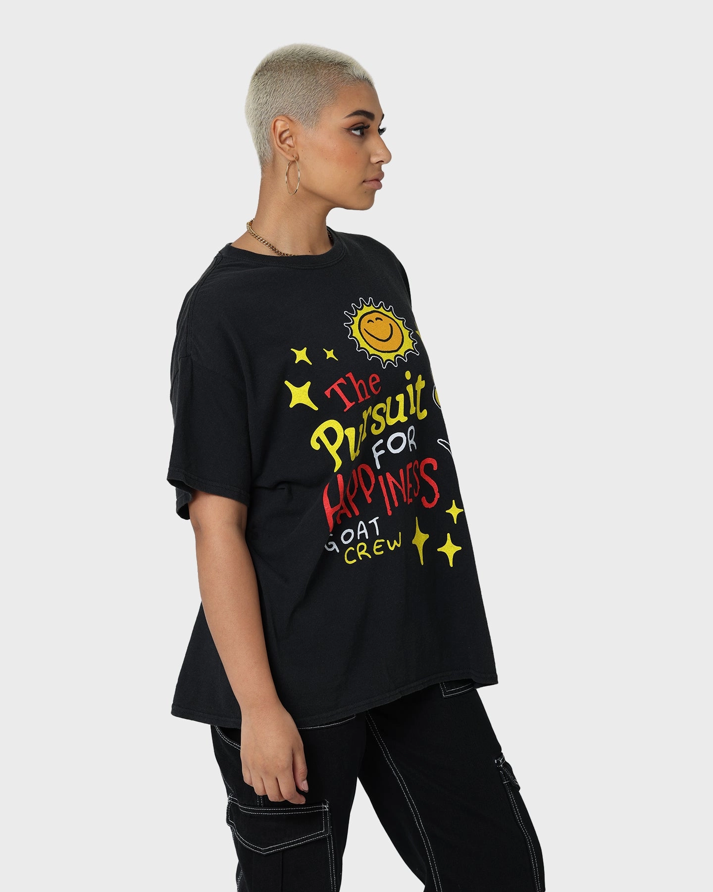High Quality Printing Goat Crew Pursuit 4 Happiness T-Shirt Black