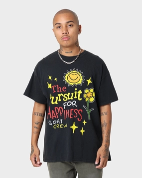 Circular Knit Design Goat Crew Pursuit 4 Happiness T-Shirt Black