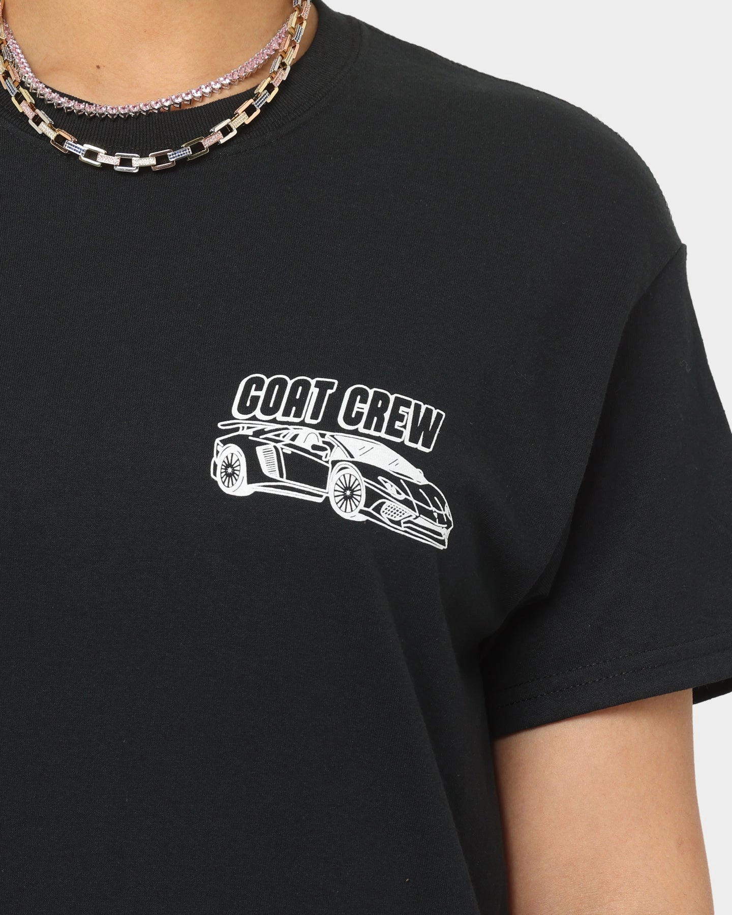 Chic Wearable Practical Wear Goat Crew Race Car T-Shirt Black
