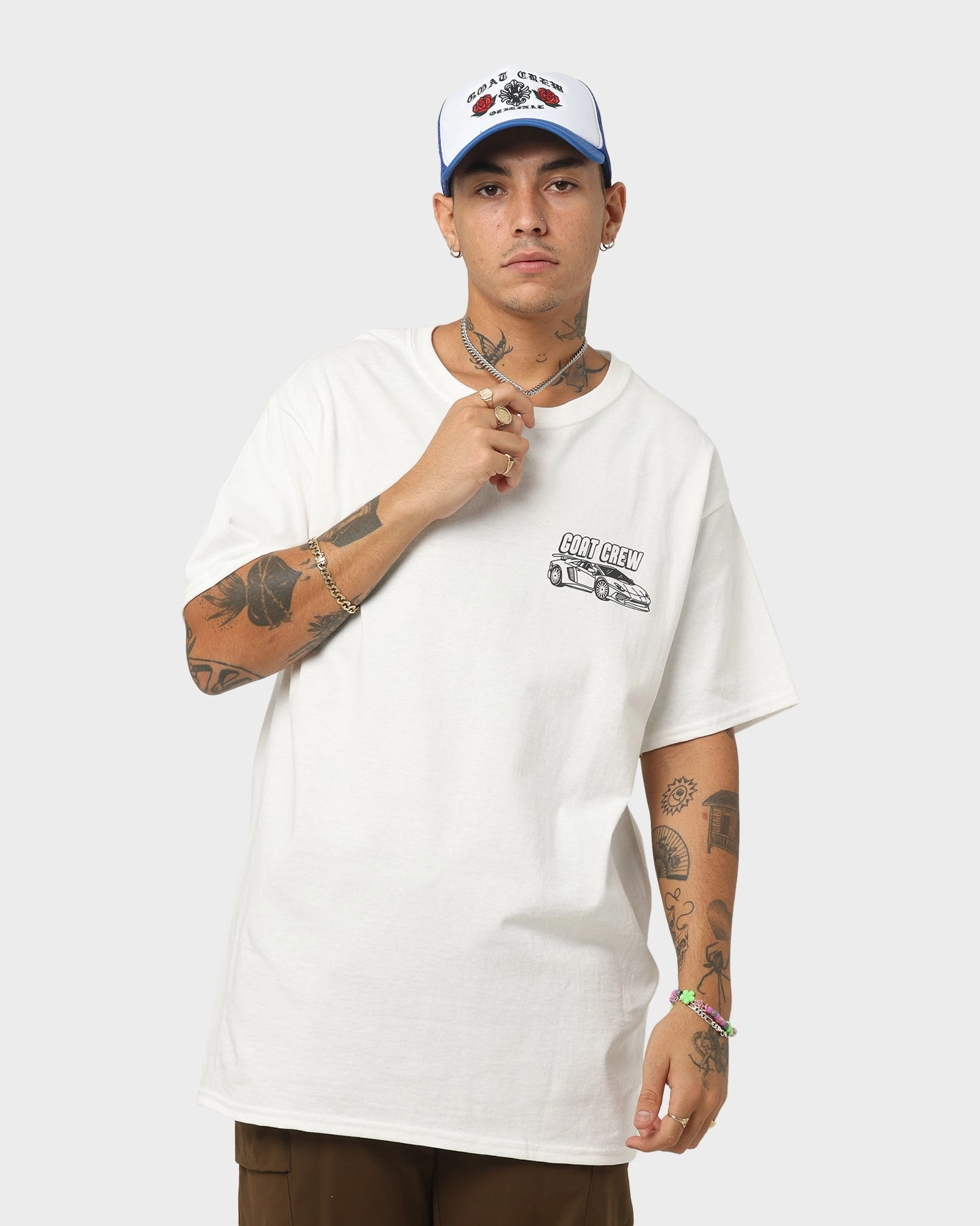 Goat Crew Race Car T-Shirt White soft look Matte Look