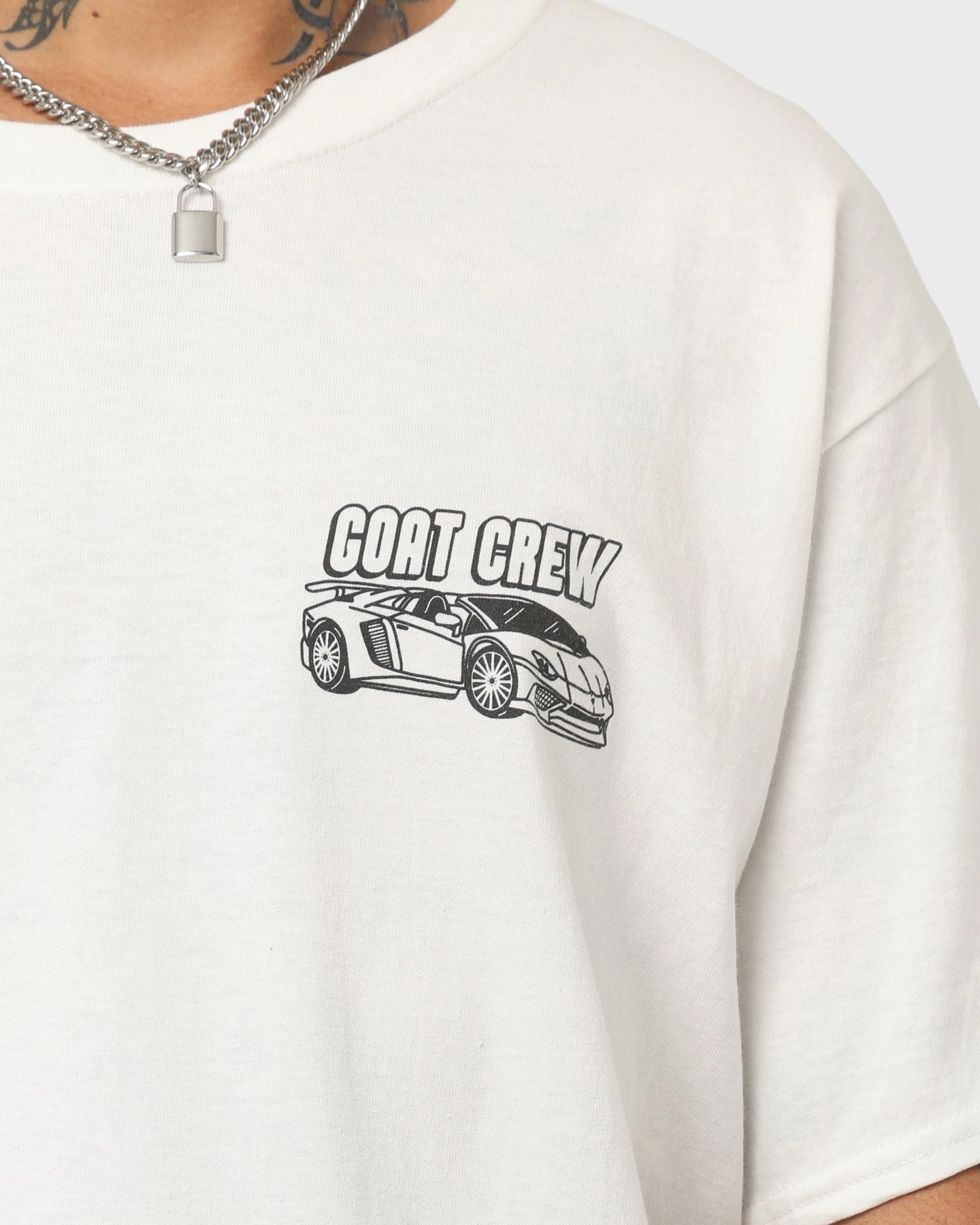 Goat Crew Race Car T-Shirt White Casual Essential Wear