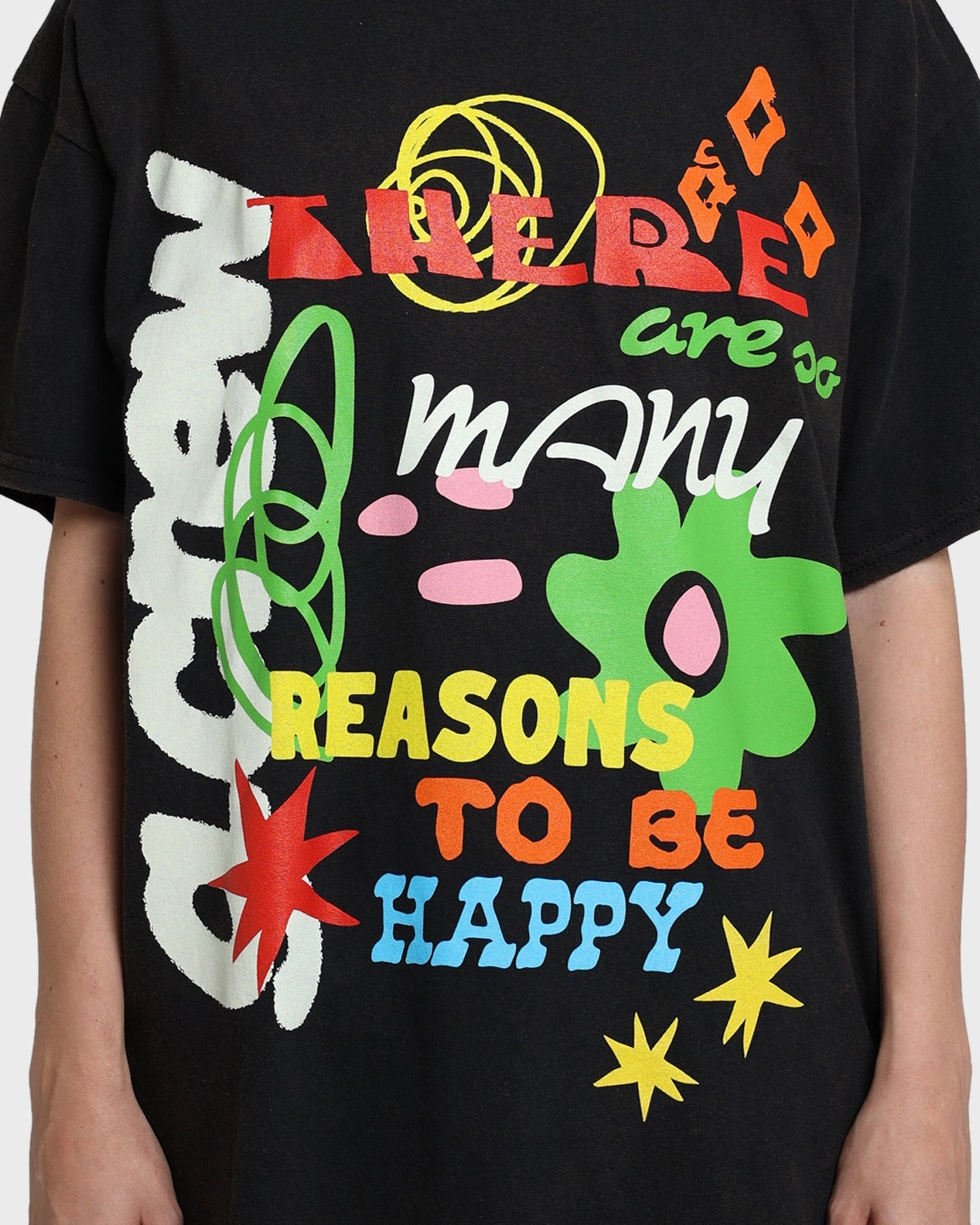Seam Free Edging Weekend Essential Goat Crew Reasons To Be Happy Vintage T-Shirt Black Wash