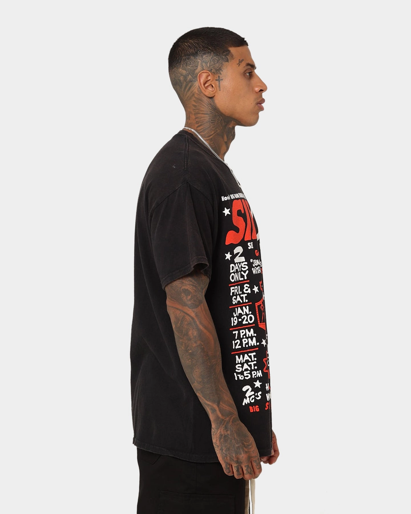 Goat Crew Sin City Vintage T-Shirt Black Wash Scoop neck Reversible Design Concept