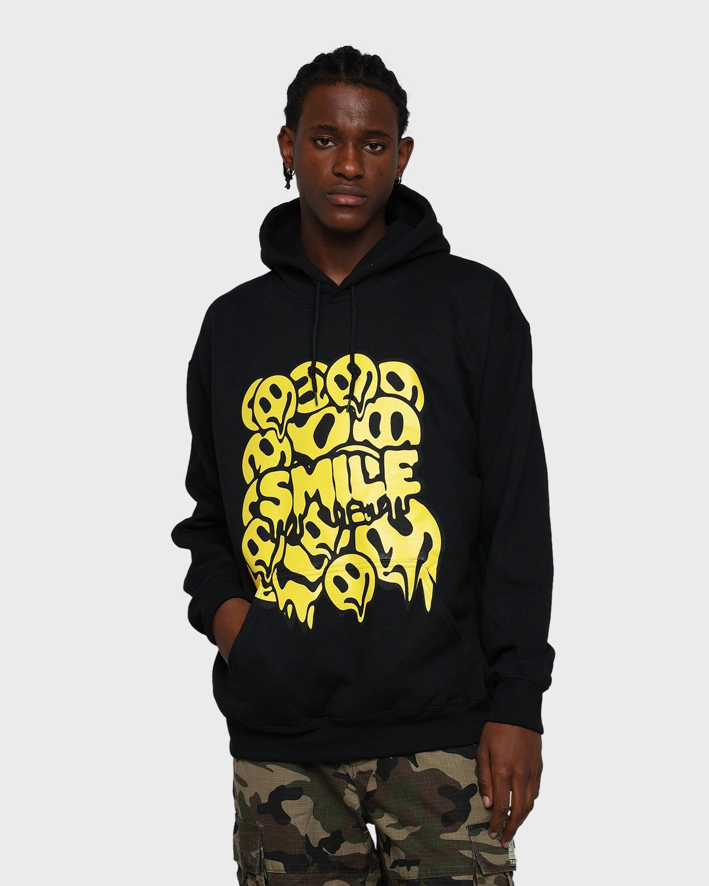 Goat Crew Smile Drip Hoodie Black Commuter Fit Layered Protection