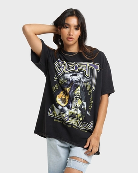 Goat Crew Space Slam T-Shirt Black Wash Double Stitched Hem