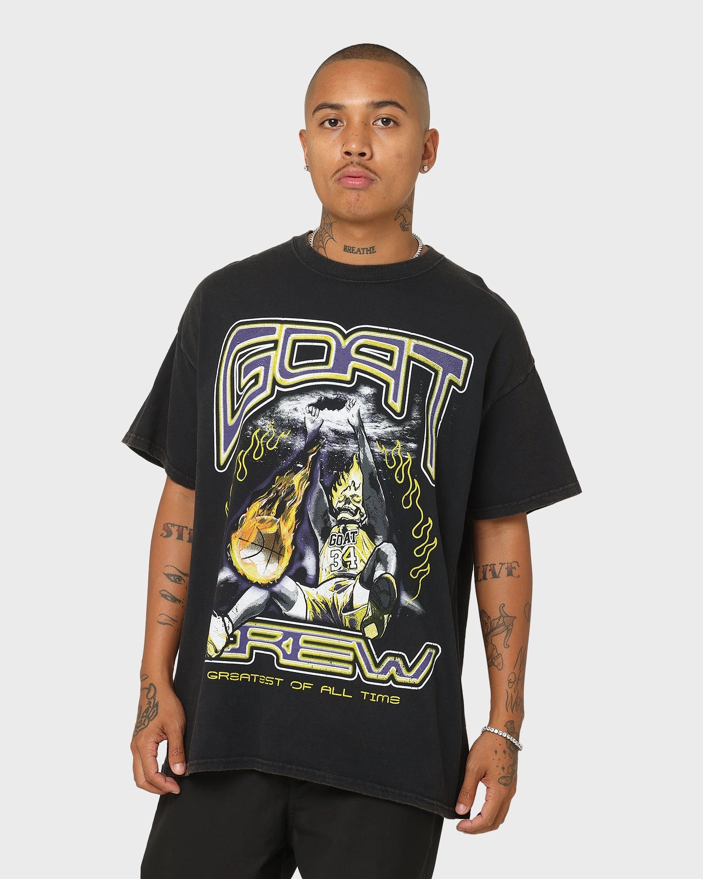Goat Crew Space Slam T-Shirt Black Wash Comfortable Stretch