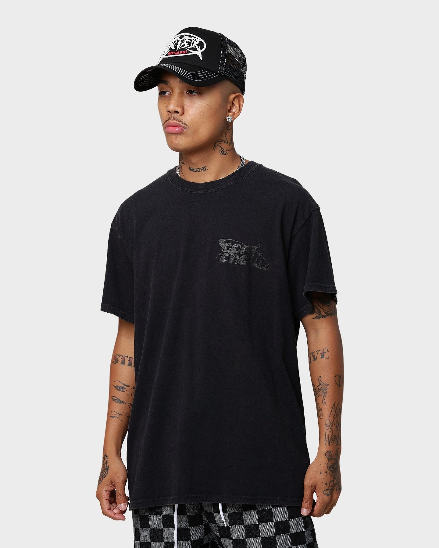 Award-winning Goat Crew Stacked Logo Vintage T-Shirt Black Wash
