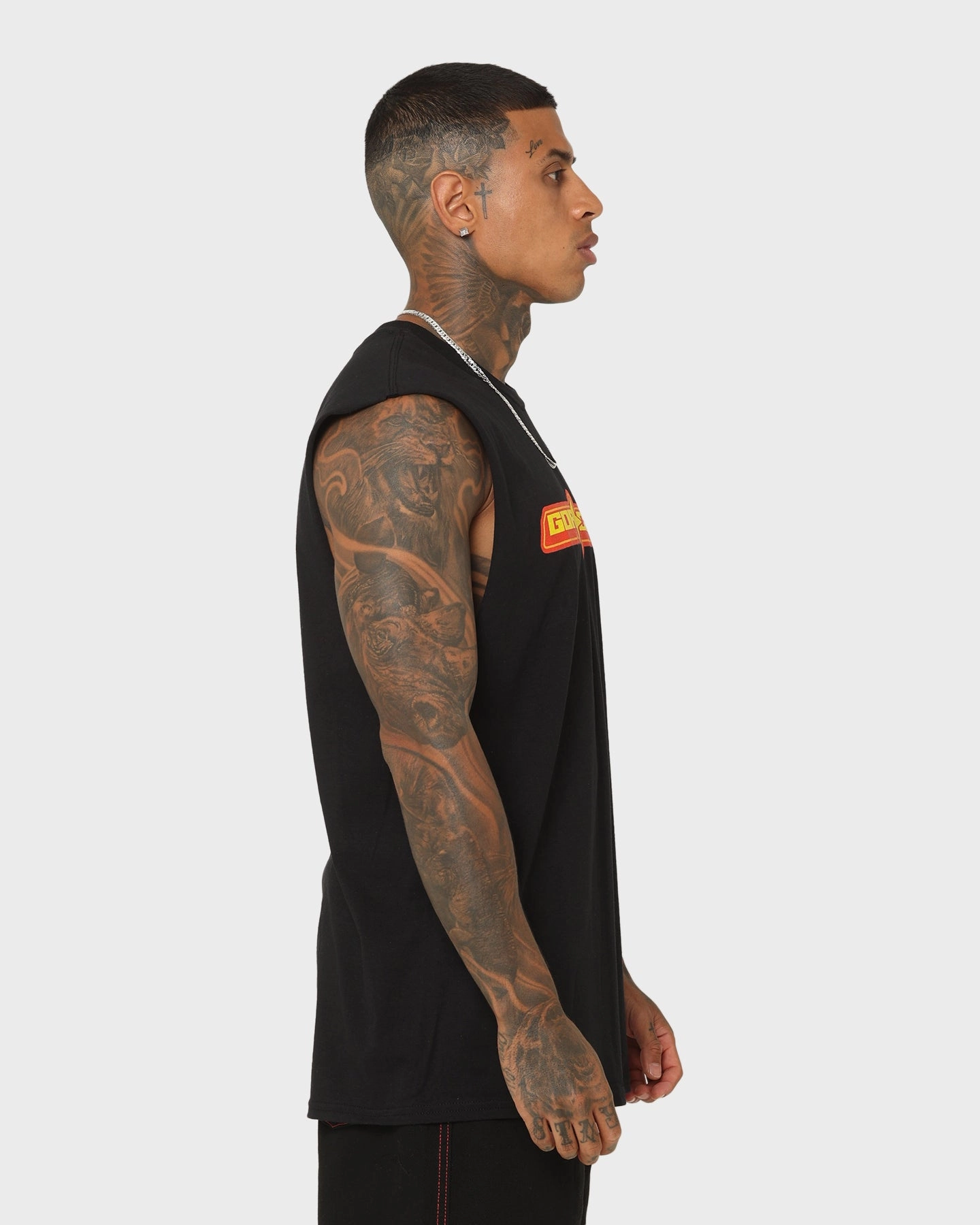 Abstract print Goat Crew Star Muscle T-Shirt Black