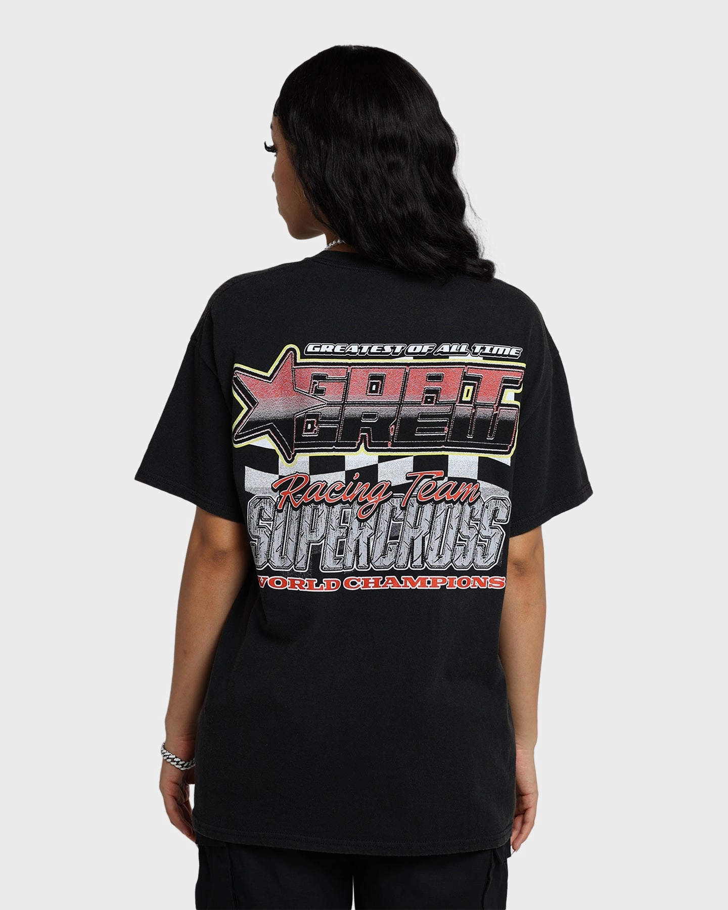 Goat Crew Supercross Racing Team Vintage T-Shirt Black Wash Breathable Fit Minimalist Comfort