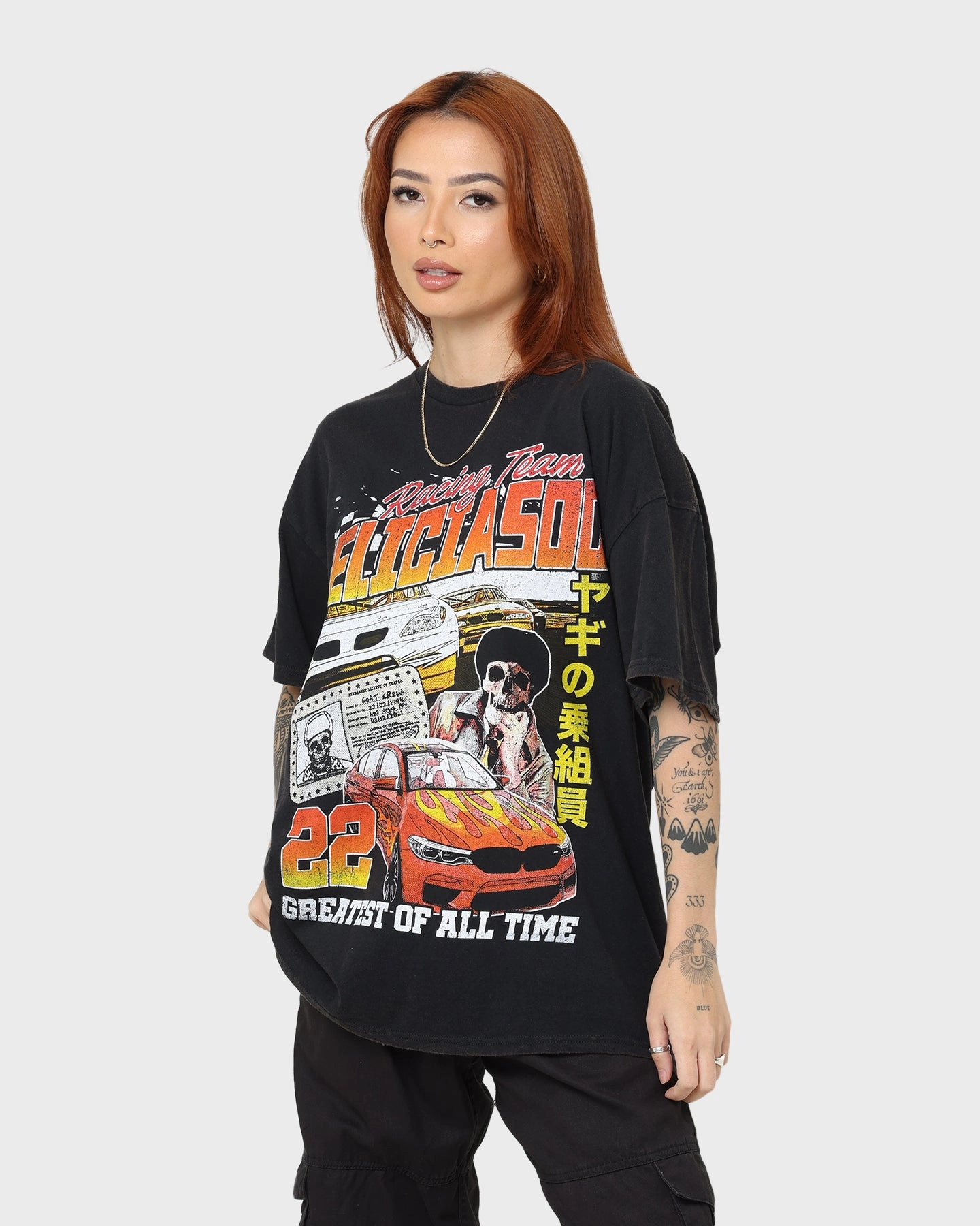 Goat Crew Team Felicia Vintage T-Shirt Black Wash Trendy Wearable