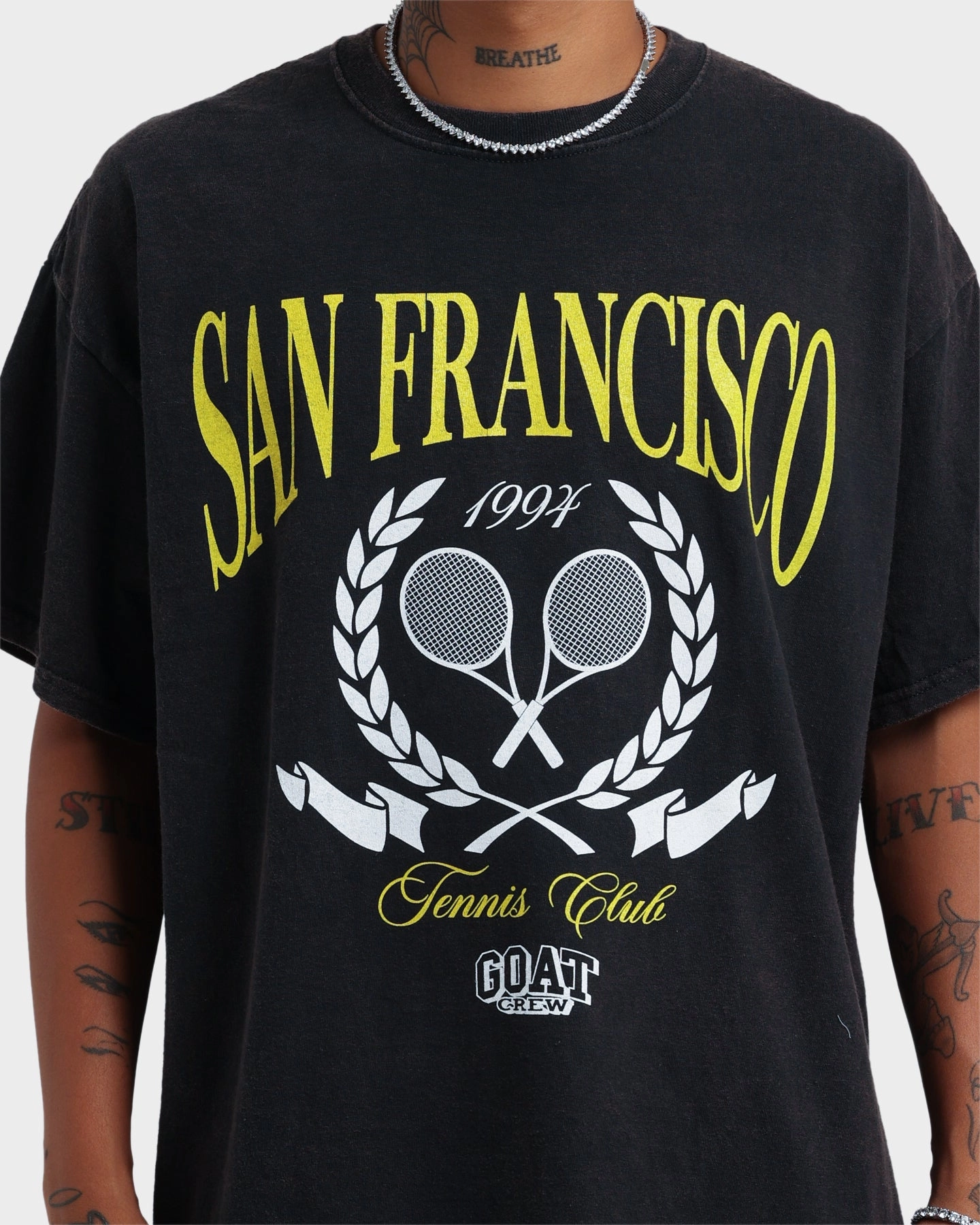 Luxury exclusivity Goat Crew Tennis Club Vintage T-Shirt Black Wash