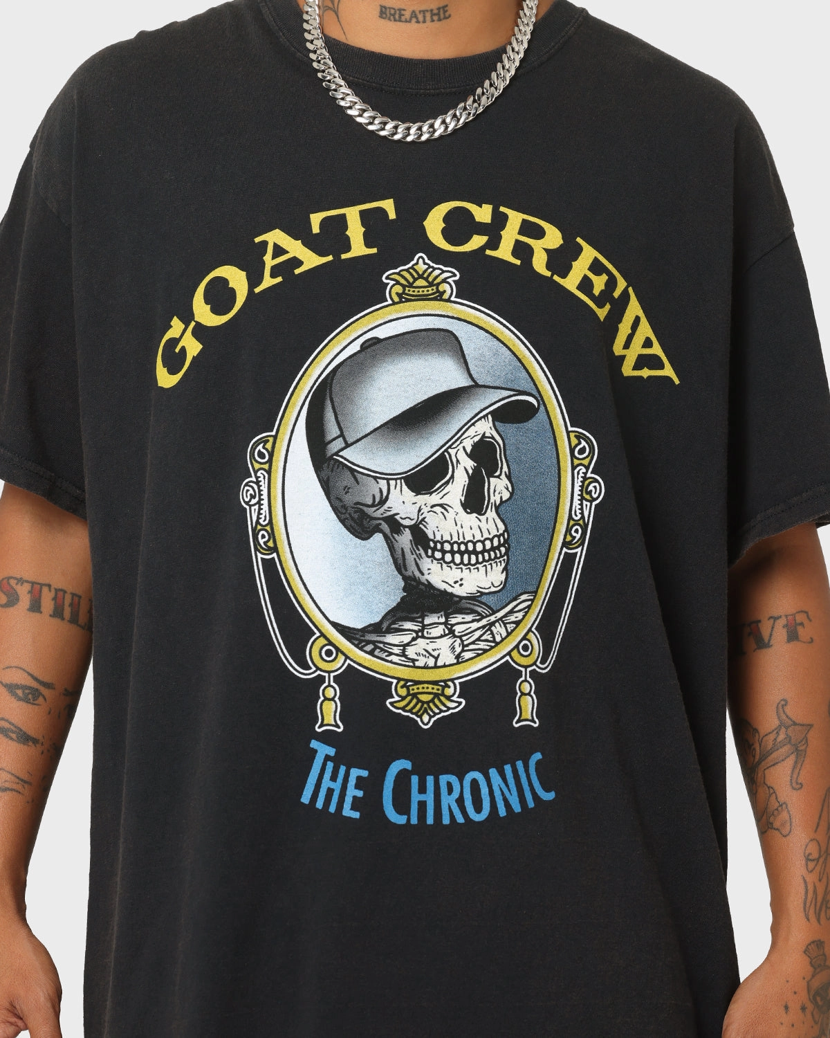 Goat Crew The Chronic Vintage T-Shirt Black Comfy Wear Relaxed Armhole Cut